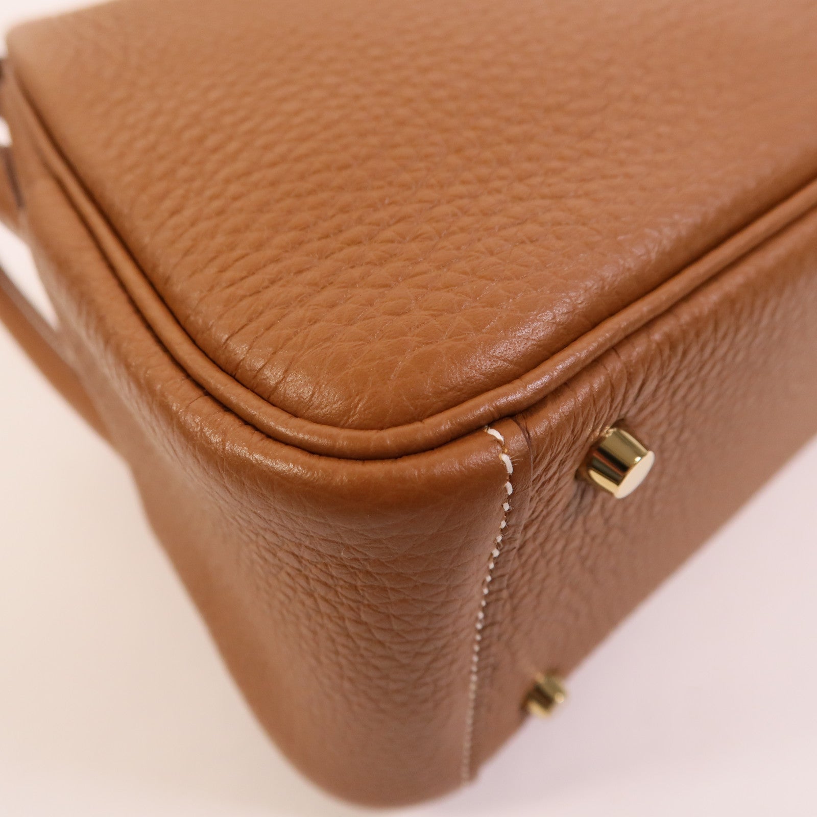 HERMES Clemence皮革Mini Lindy金扣手挽肩背兩用袋Gold