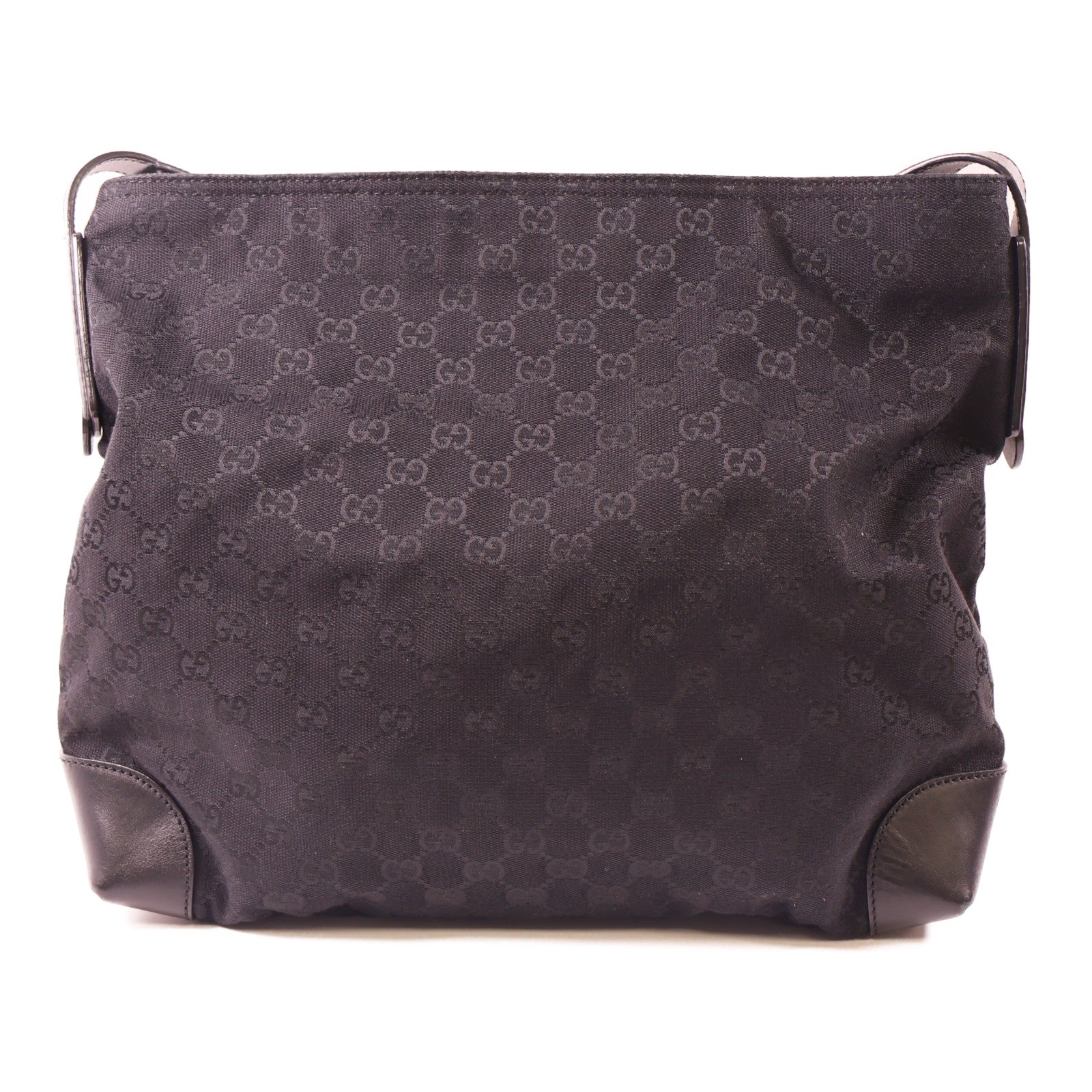 GUCCI 帆布Shoulder Bag銀扣肩背袋黑色