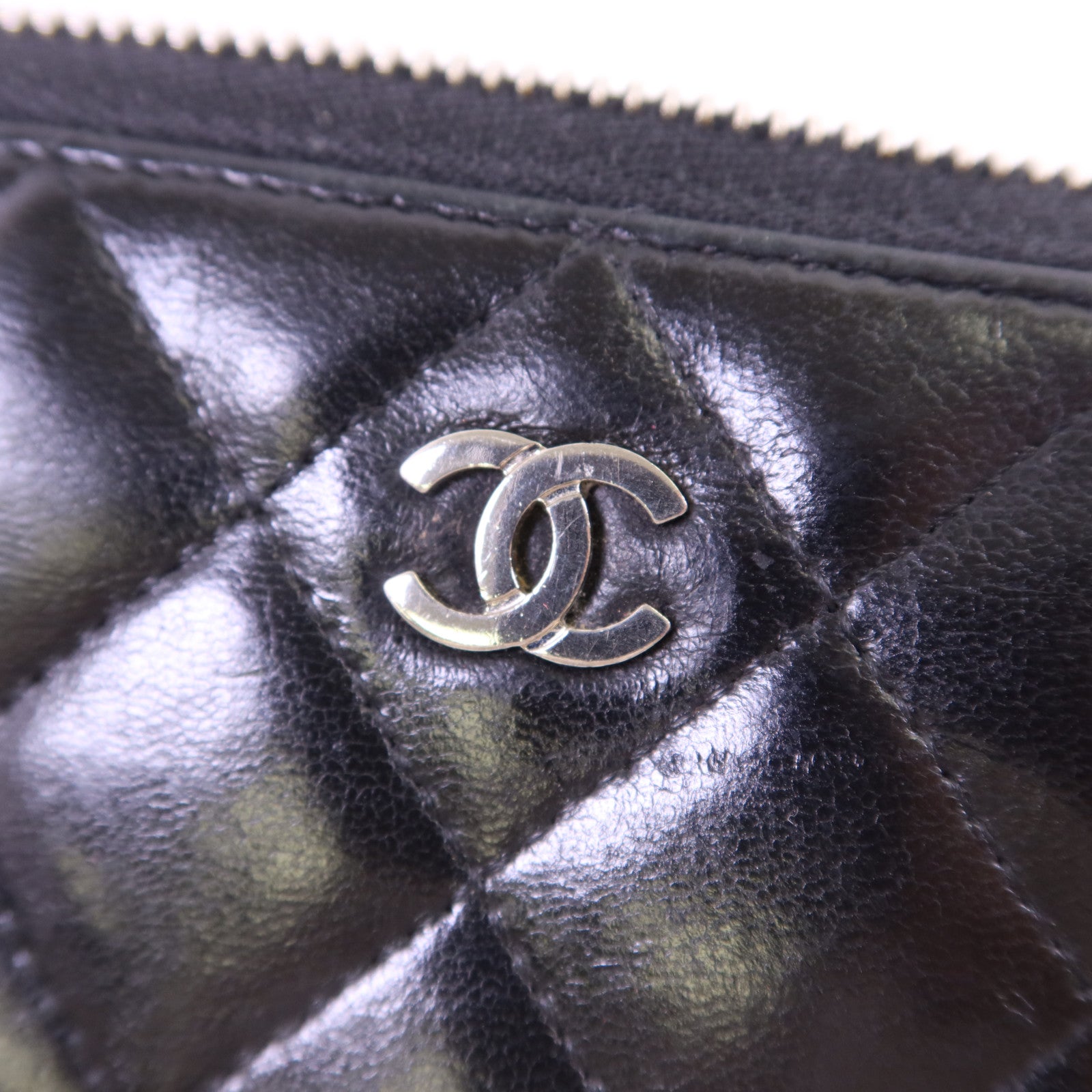 CHANEL 羊皮皮革Long Wallet銀扣長錢包