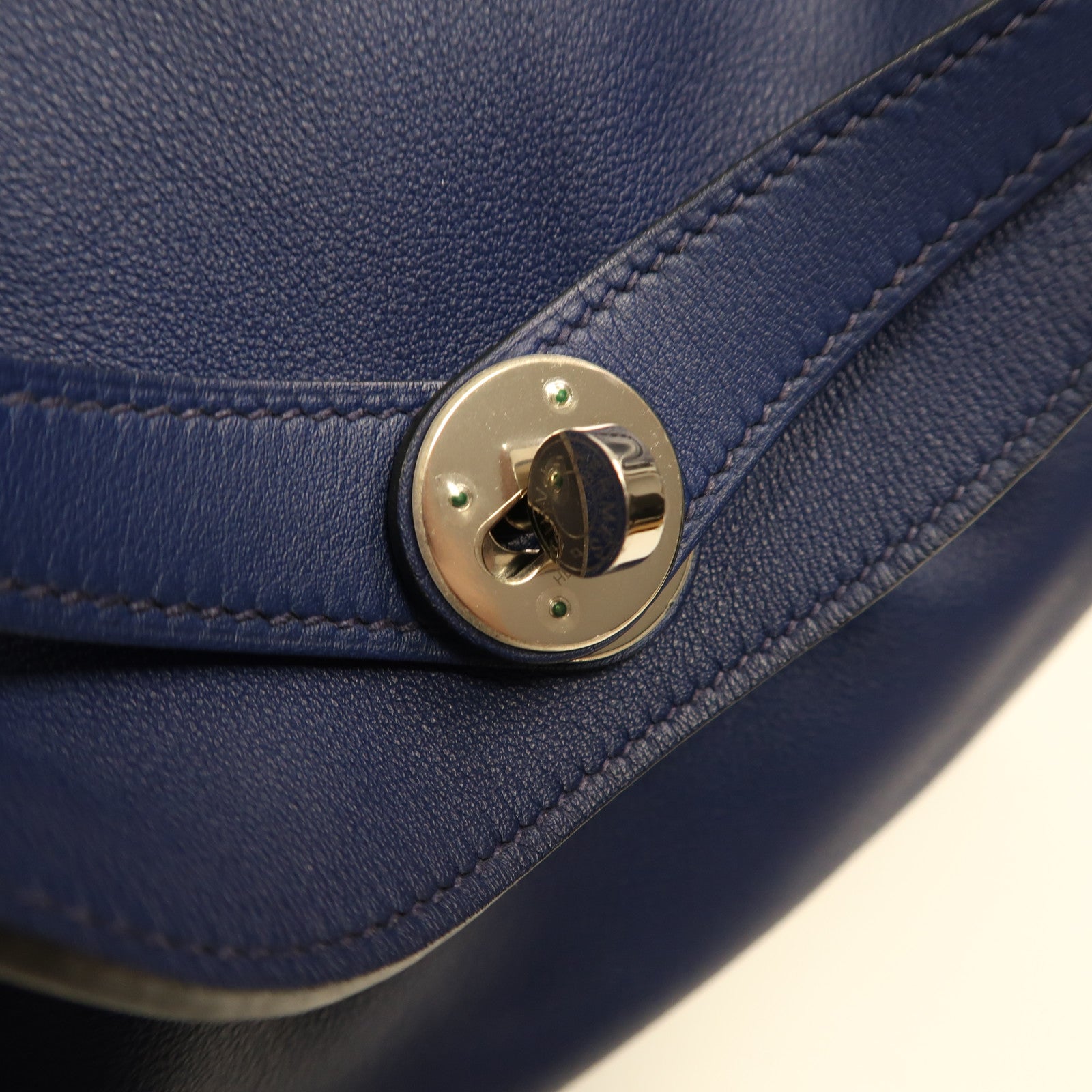 HERMES PHW Lindy 30 2 Way Shoulder Bag Handbag Swift Leather Blue Sapphire