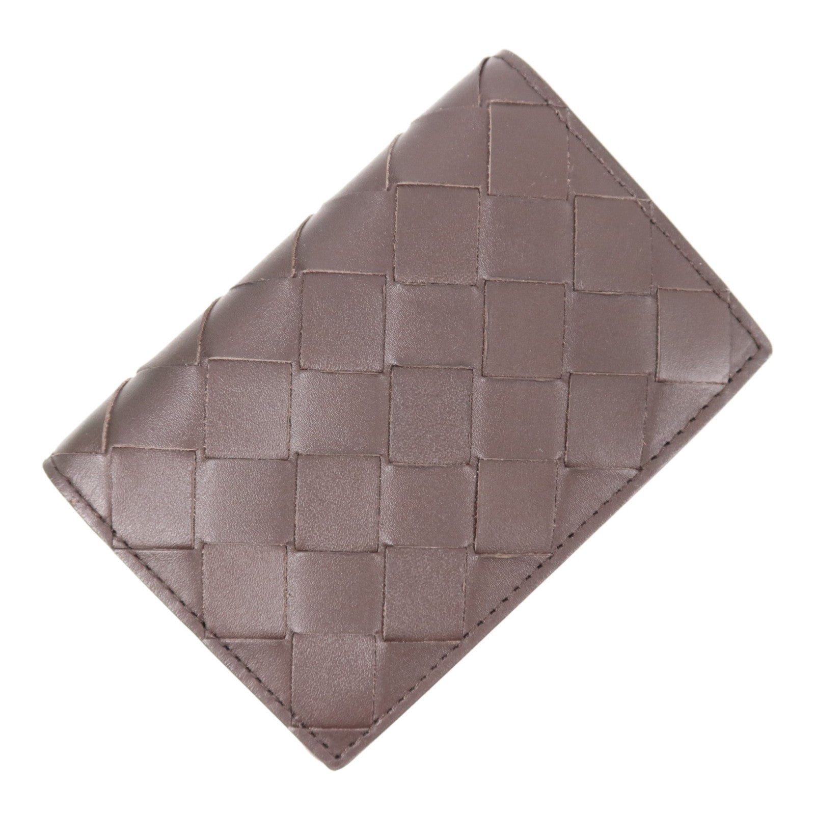 BOTTEGA VENETA BV Flap Card Case Calfskin Leather Dark Brown