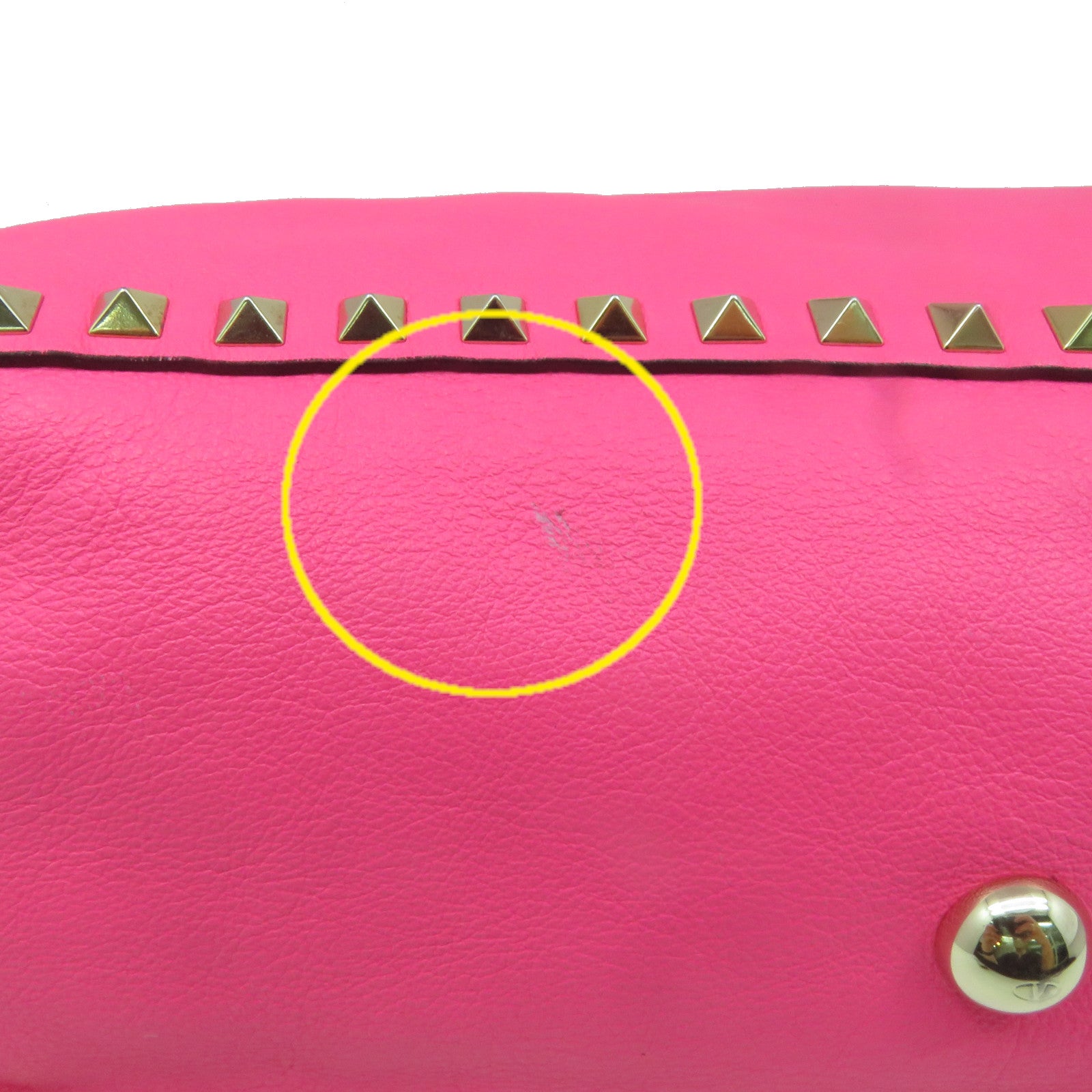 Valentino Sheepskin Leather Rock Studs 2Way Shoulder Bag Handle Shoulder Bag Pink