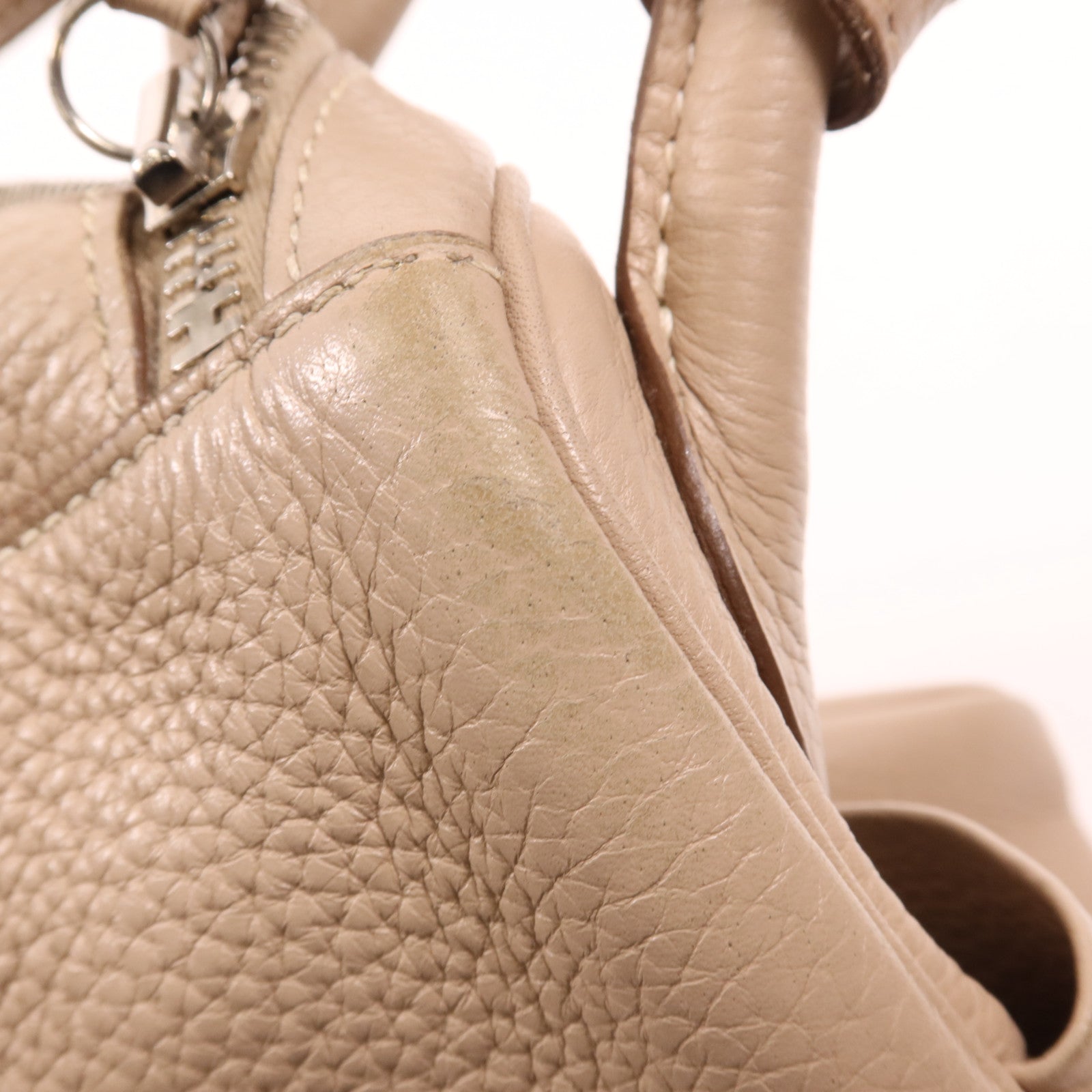 HERMES Clemence皮革Lindy 30銀扣手挽肩背兩用袋Argile