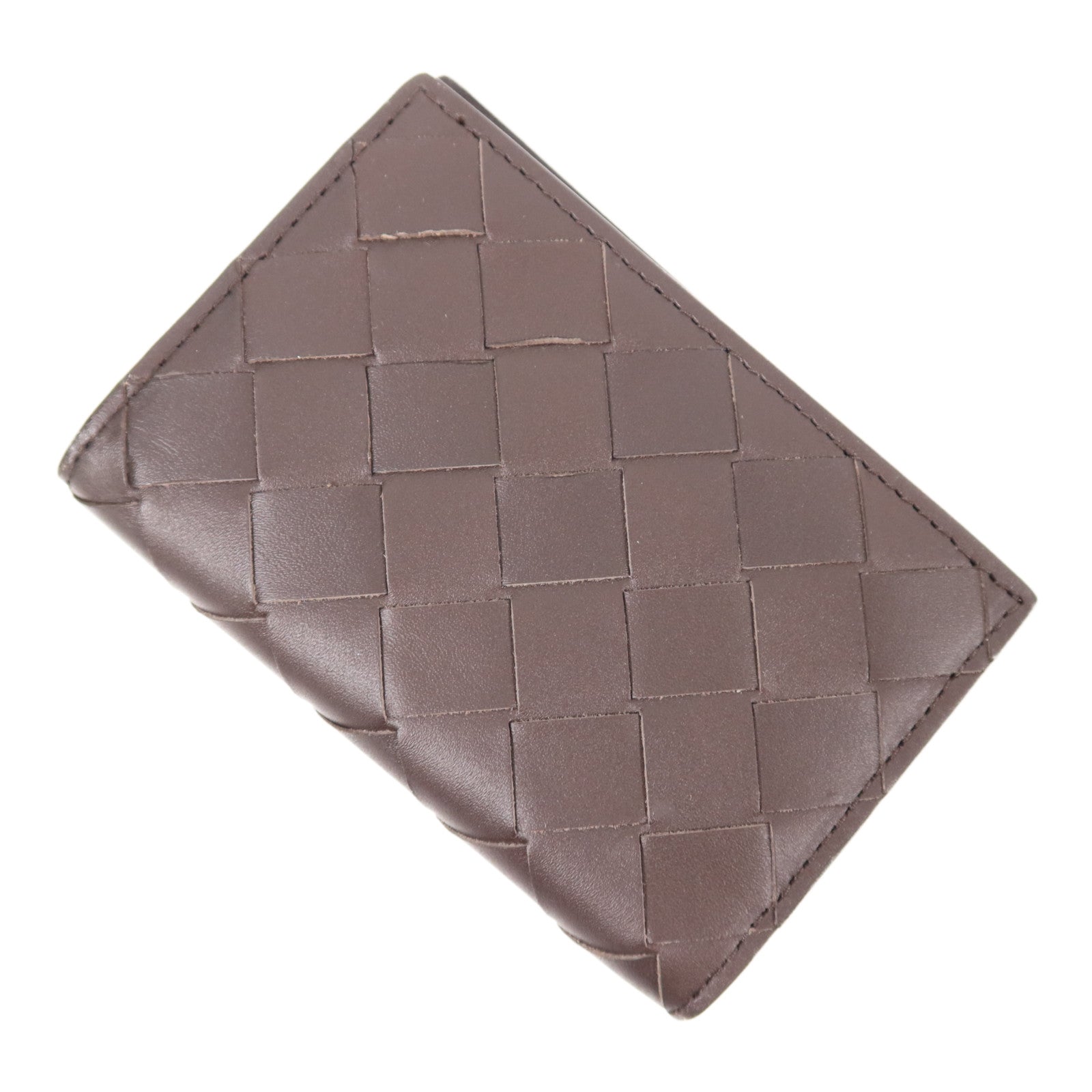 BOTTEGA VENETA BV Flap Card Case Calfskin Leather Dark Brown