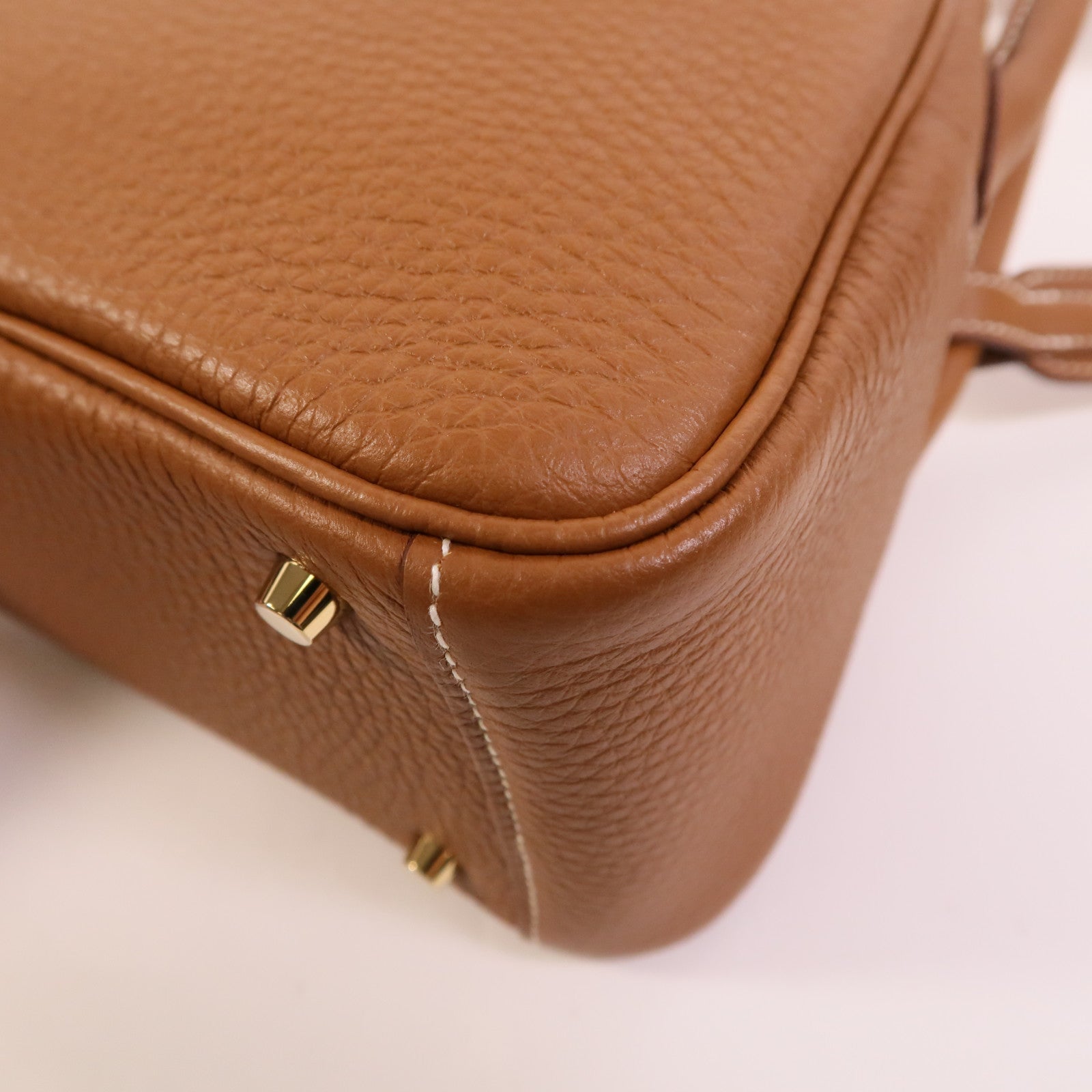 HERMES Clemence皮革Mini Lindy金扣手挽肩背兩用袋Gold