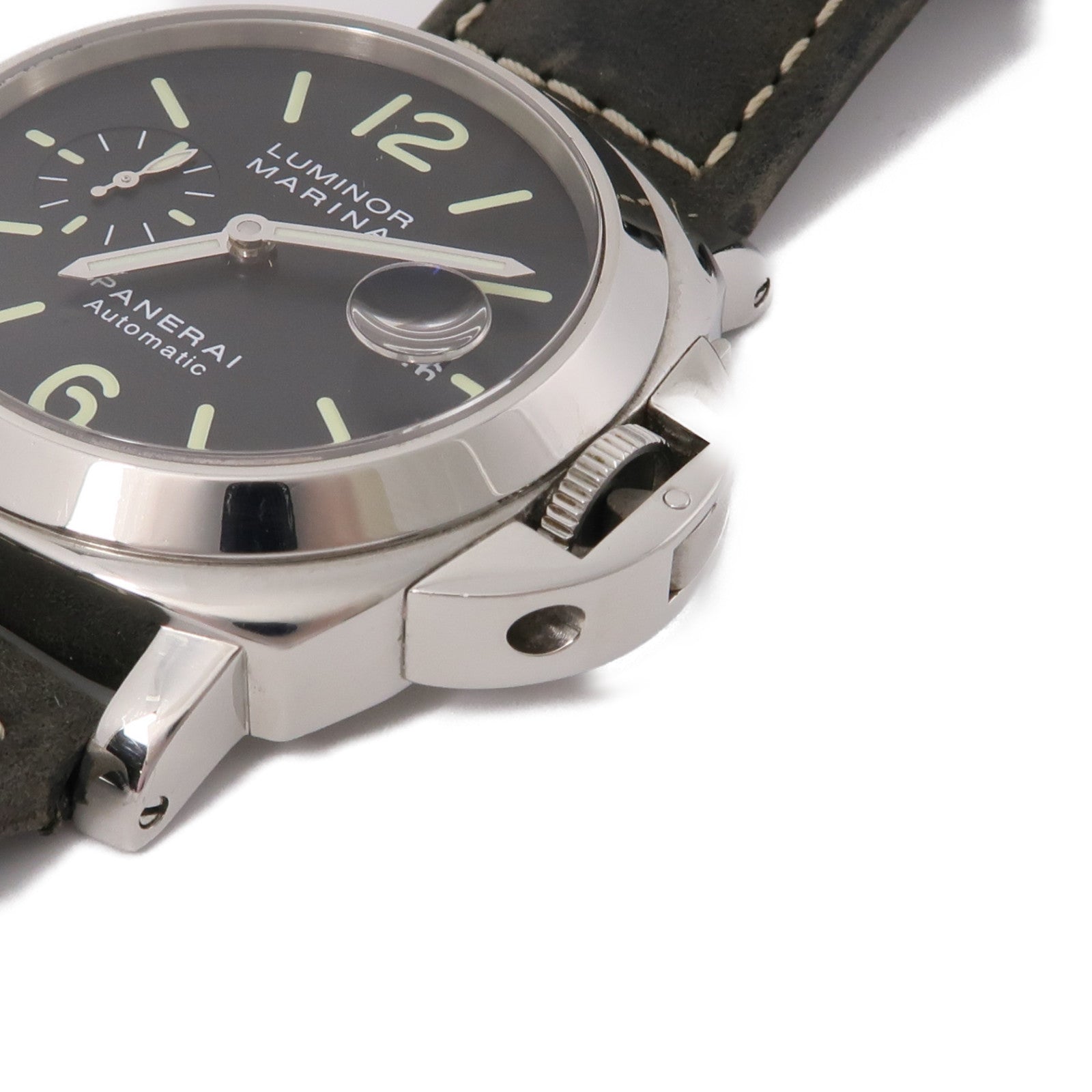 PANERAI Luminor Marina不鏽鋼/皮革帶手錶自動機芯黑色