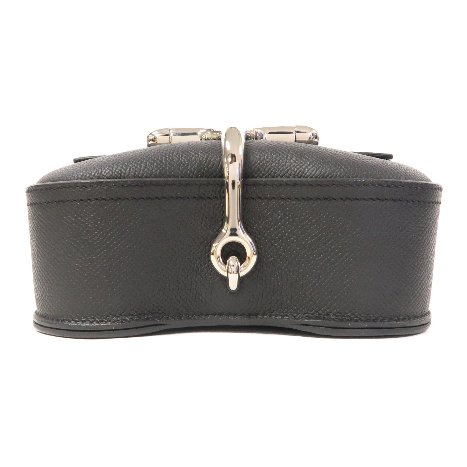 HERMES Epsom皮革Mini Della Cavalleria Bag銀扣肩背袋黑色