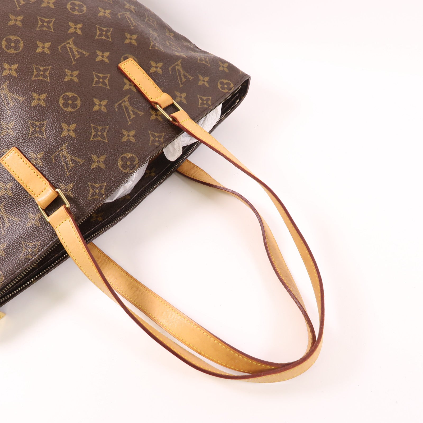 LOUIS VUITTON Monogram Cabas Mezzo金扣肩背袋棕色