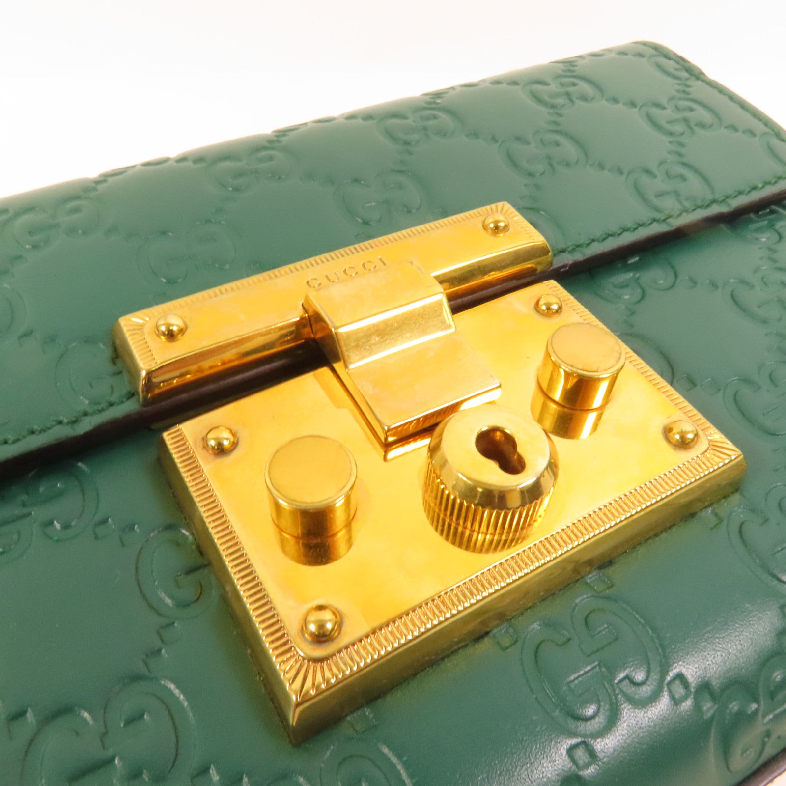 GUCCI 牛皮皮革Padlock金扣鏈帶肩背袋