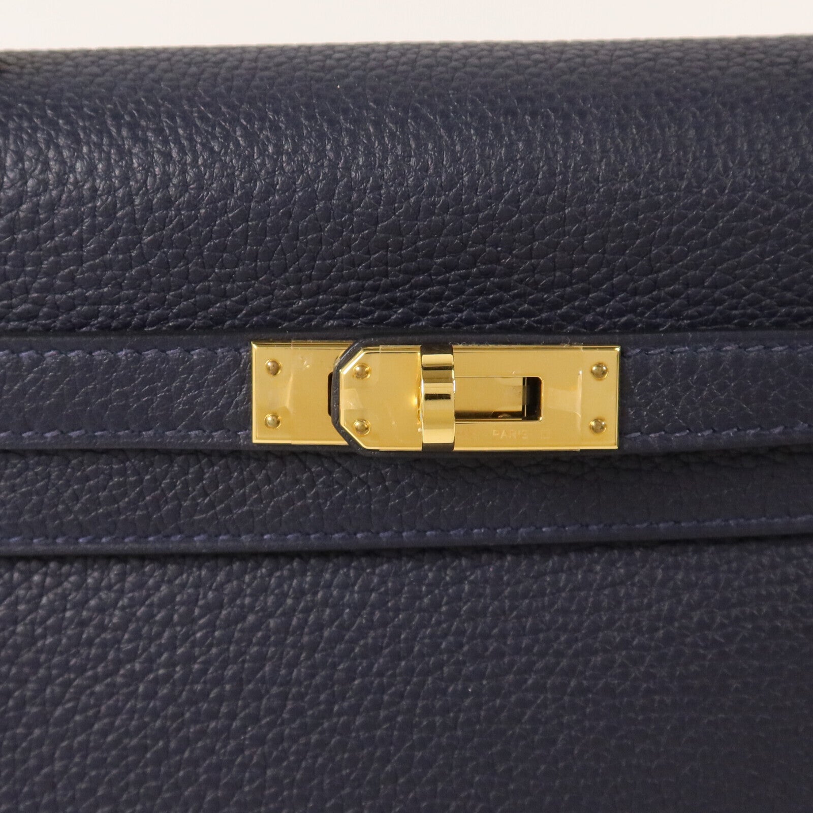 HERMES Togo皮革Kelly 25金扣手挽肩背兩用袋Blue Nuit