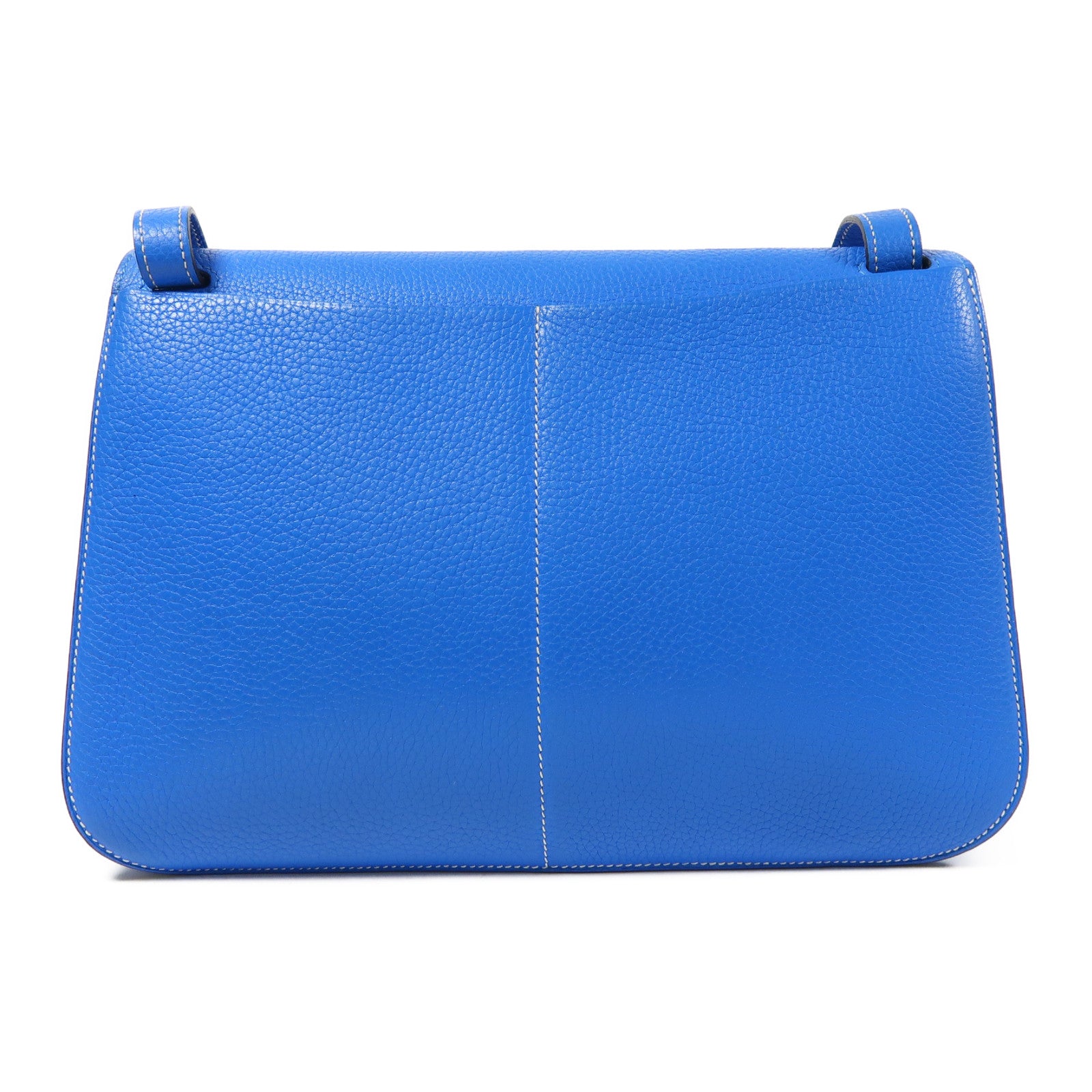 HERMES Clemence皮革Halzan 31銀扣手挽肩背兩用袋Bleu Zanzibar/藍色