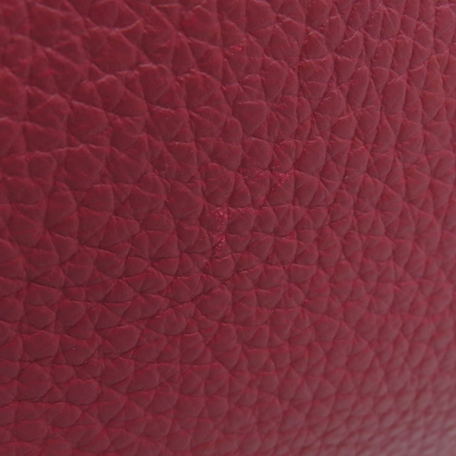 HERMES Clemence皮革Victoria银扣手挽袋Ruby酒红色