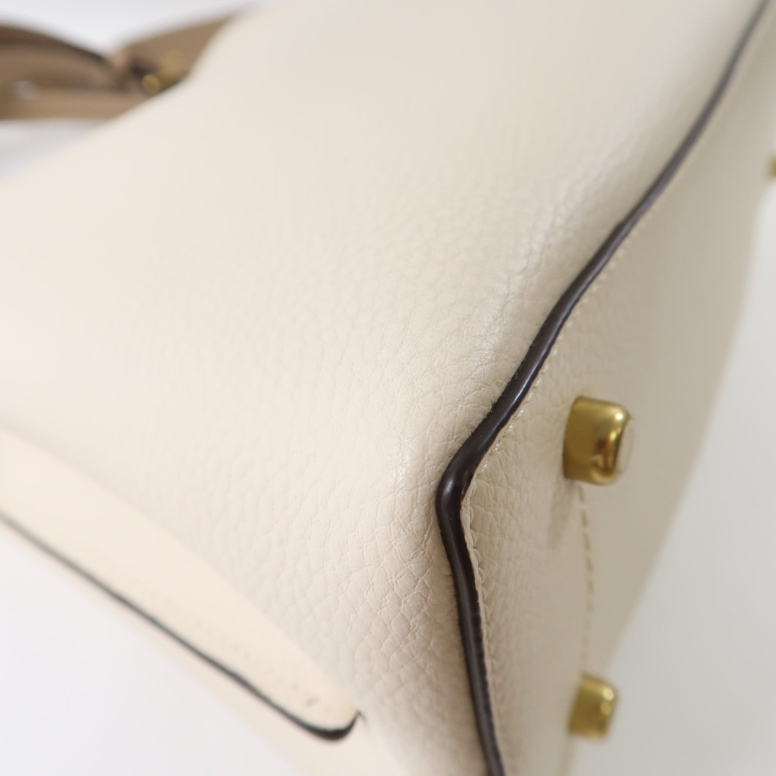 COACH 皮革Willow Shoulder Bag金扣手挽肩背兩用袋米色/棕色