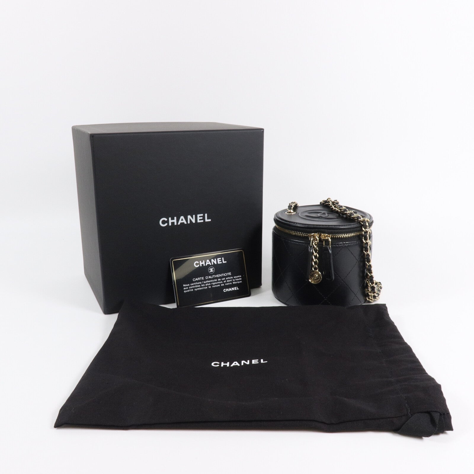 CHANEL 牛皮皮革Mini Vanity Case鏈帶肩背袋
