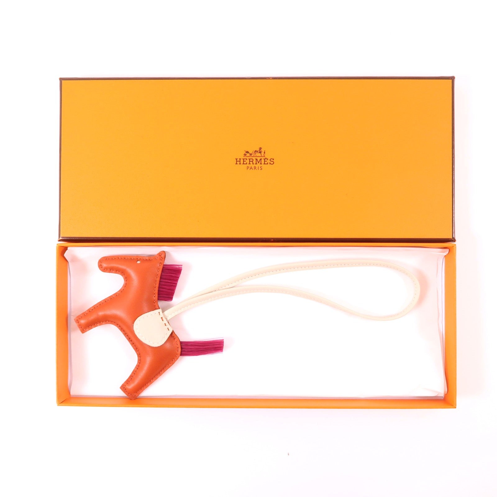 HERMES Agneau Milo皮革Redeo PM掛飾Orange Poppy