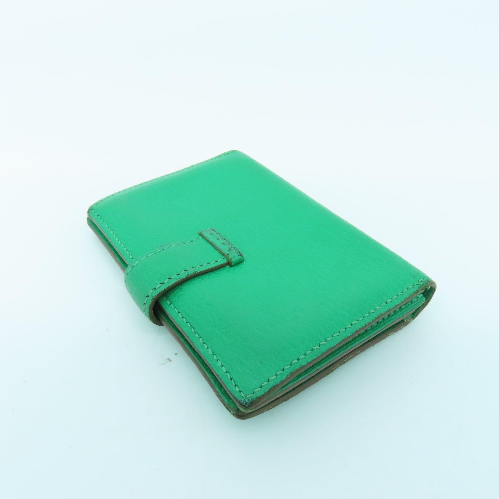 HERMES 【激減優惠】Chevre皮革Bearn Card Case銀扣卡片套綠色