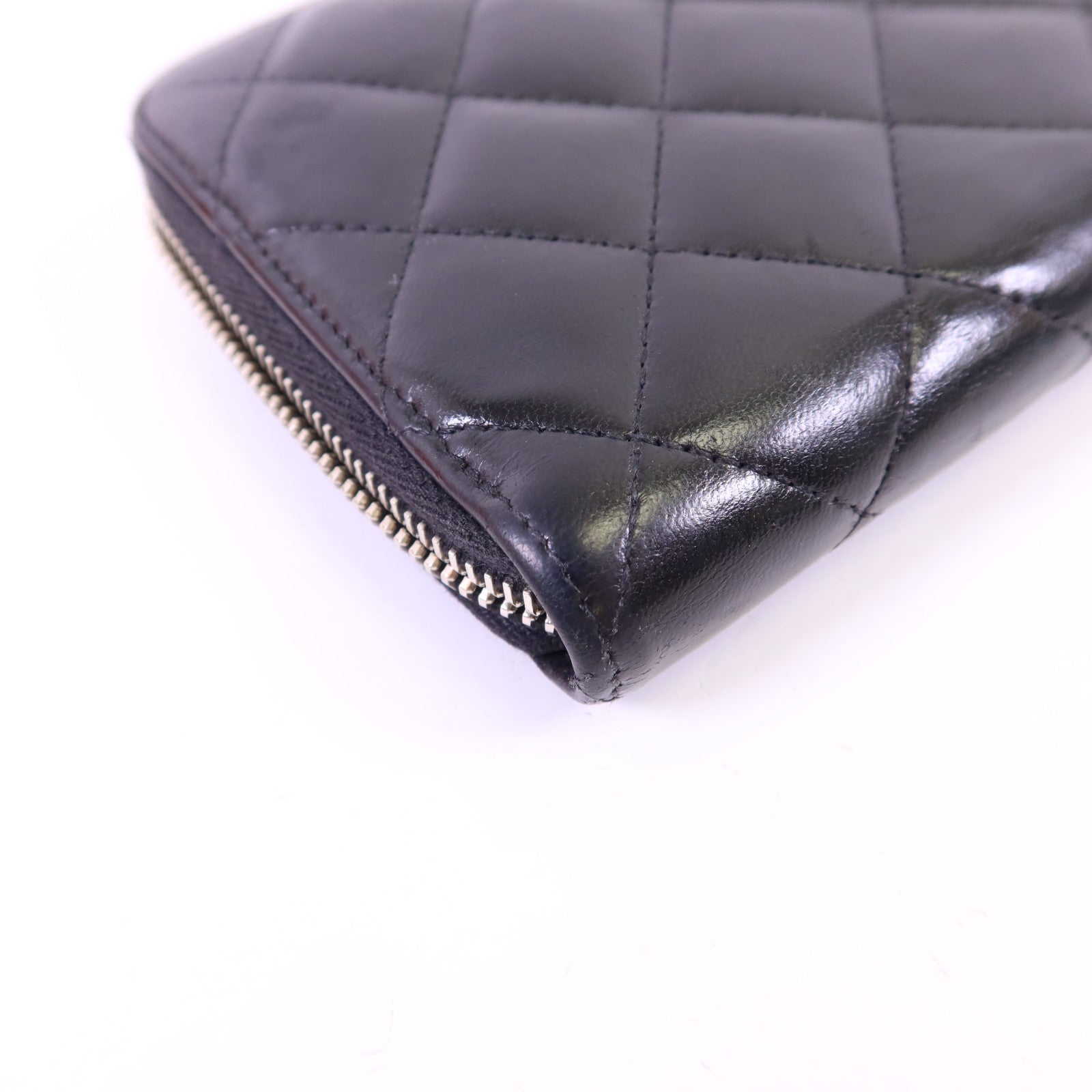 CHANEL 羊皮皮革Long Wallet銀扣長錢包
