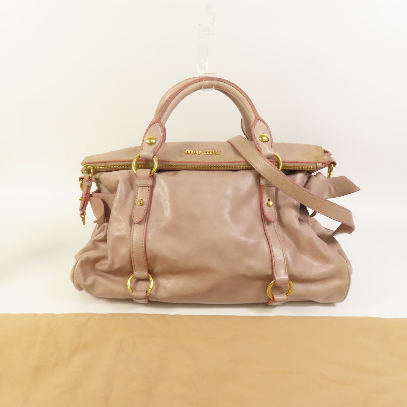 Miu Miu 牛皮皮革2way Shoulder Bag金扣手挽肩背兩用袋