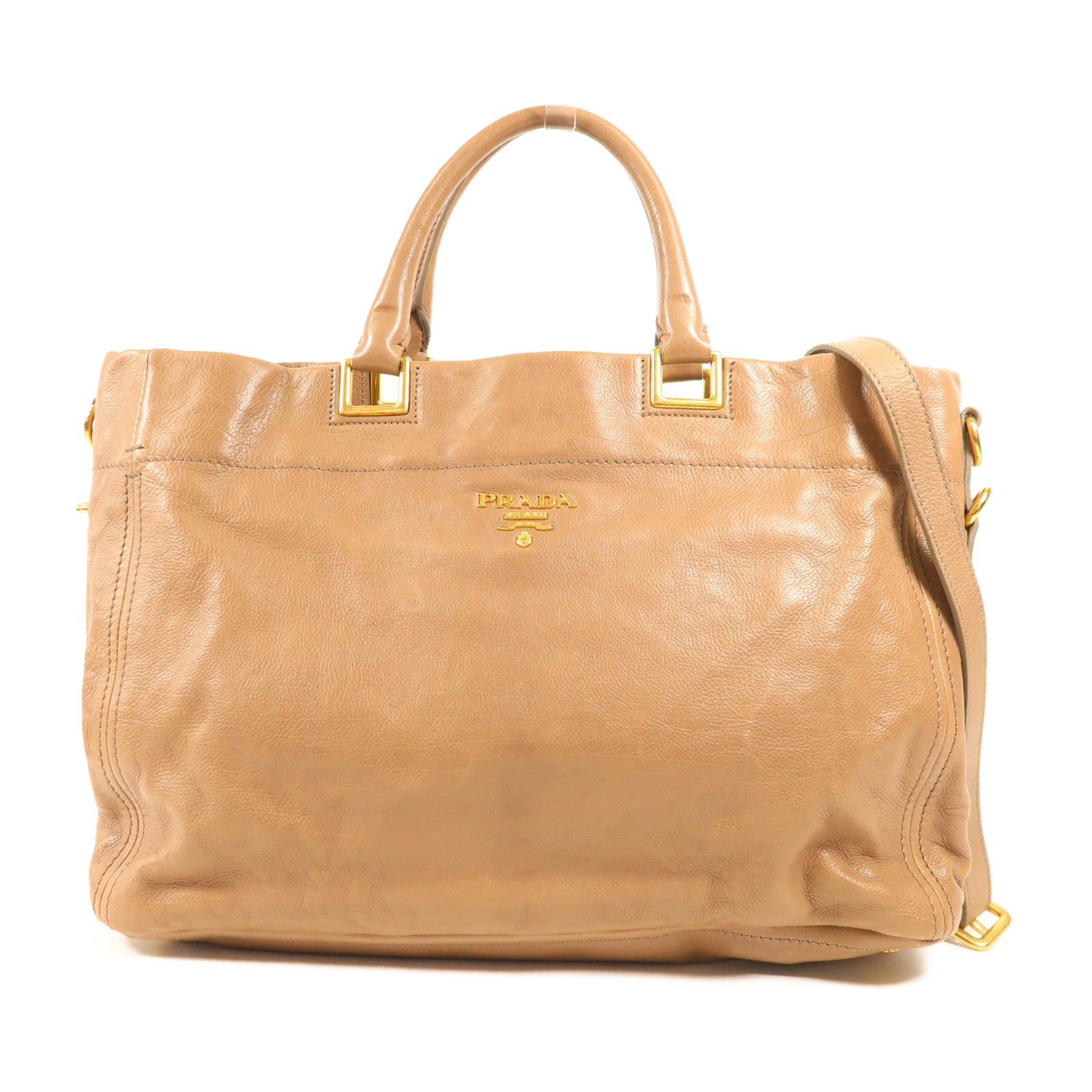 PRADA 牛皮皮革2 Way Shoulder Bag金扣手挽肩背兩用袋