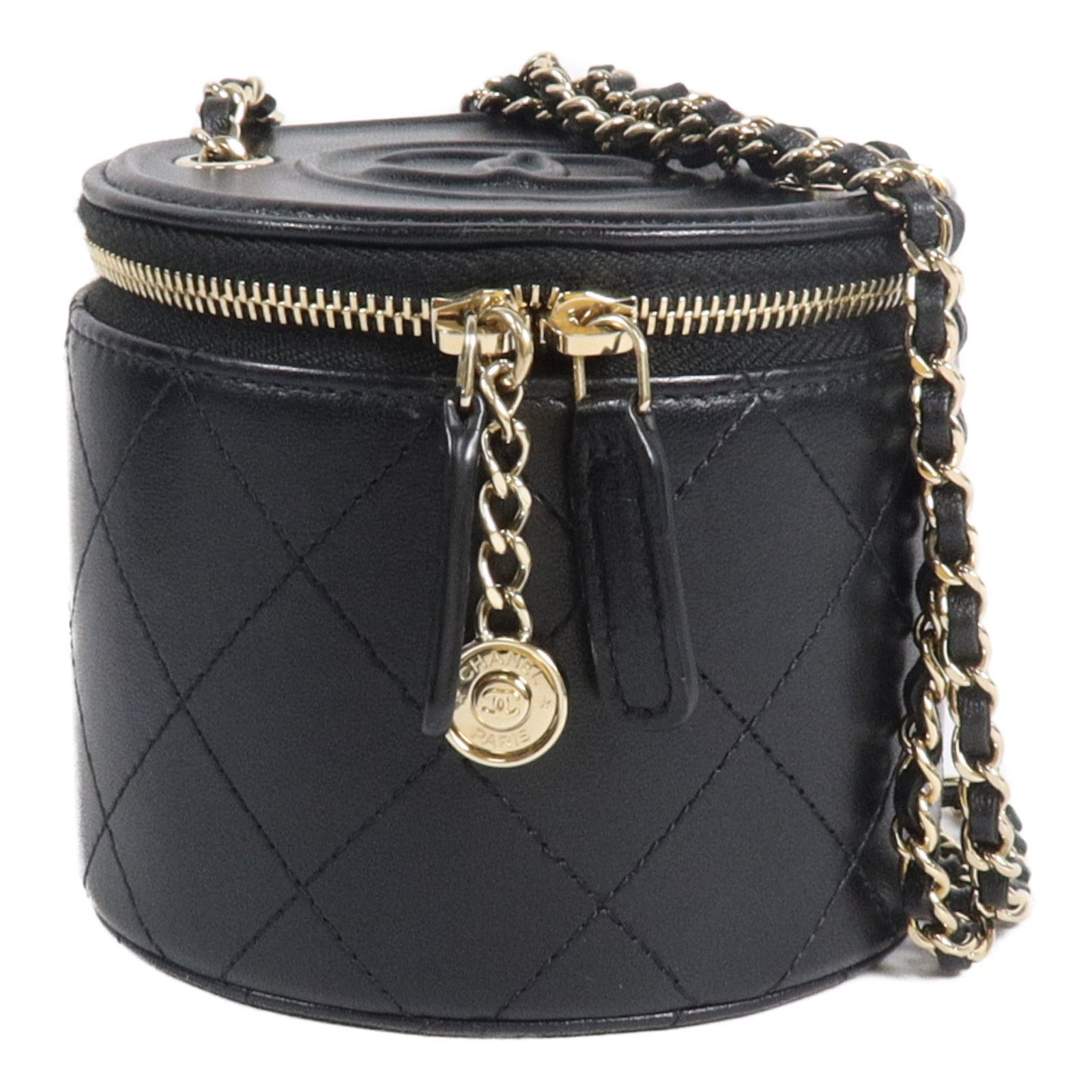 CHANEL 牛皮皮革Mini Vanity Case鏈帶肩背袋
