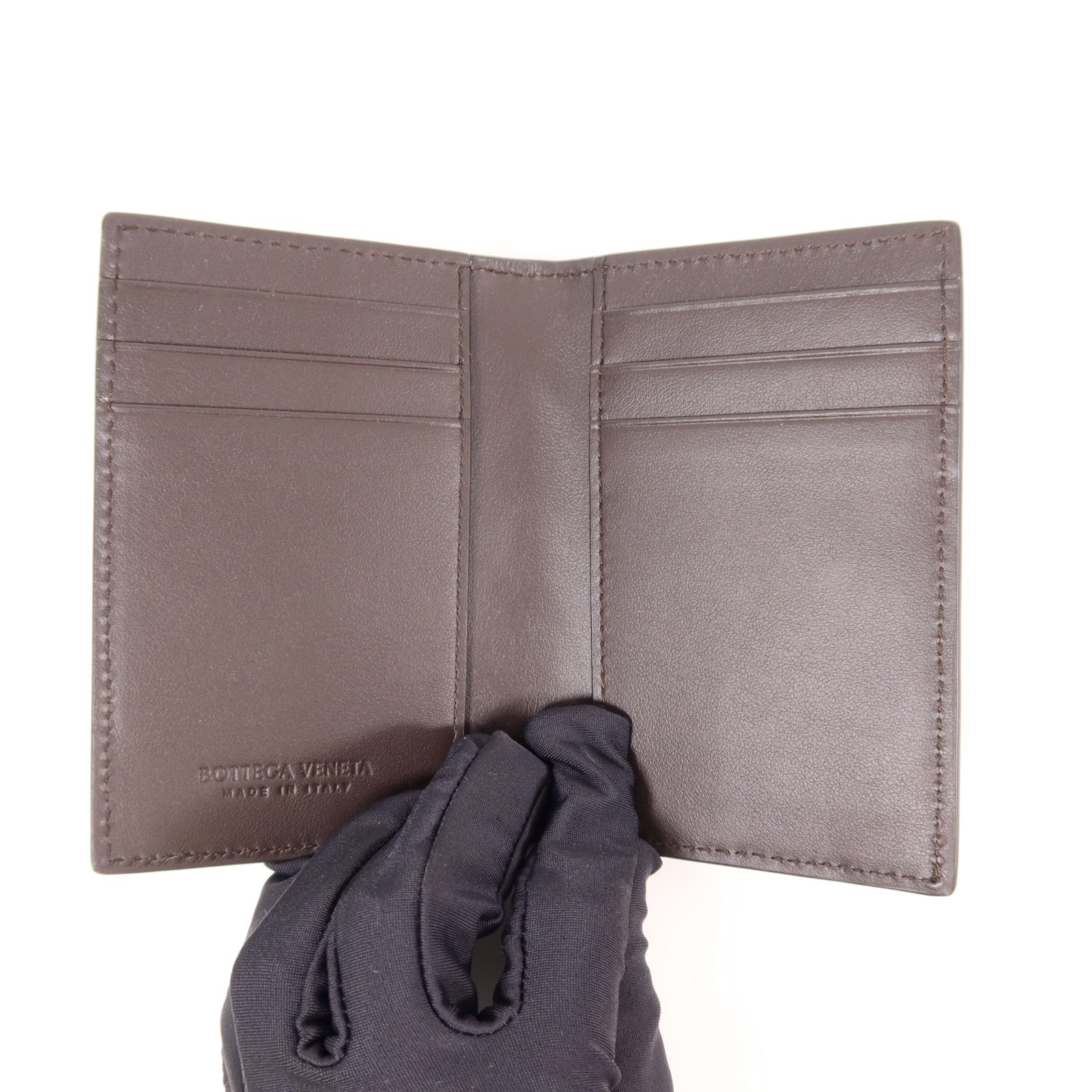 BOTTEGA VENETA BV Flap Card Case Calfskin Leather Dark Brown