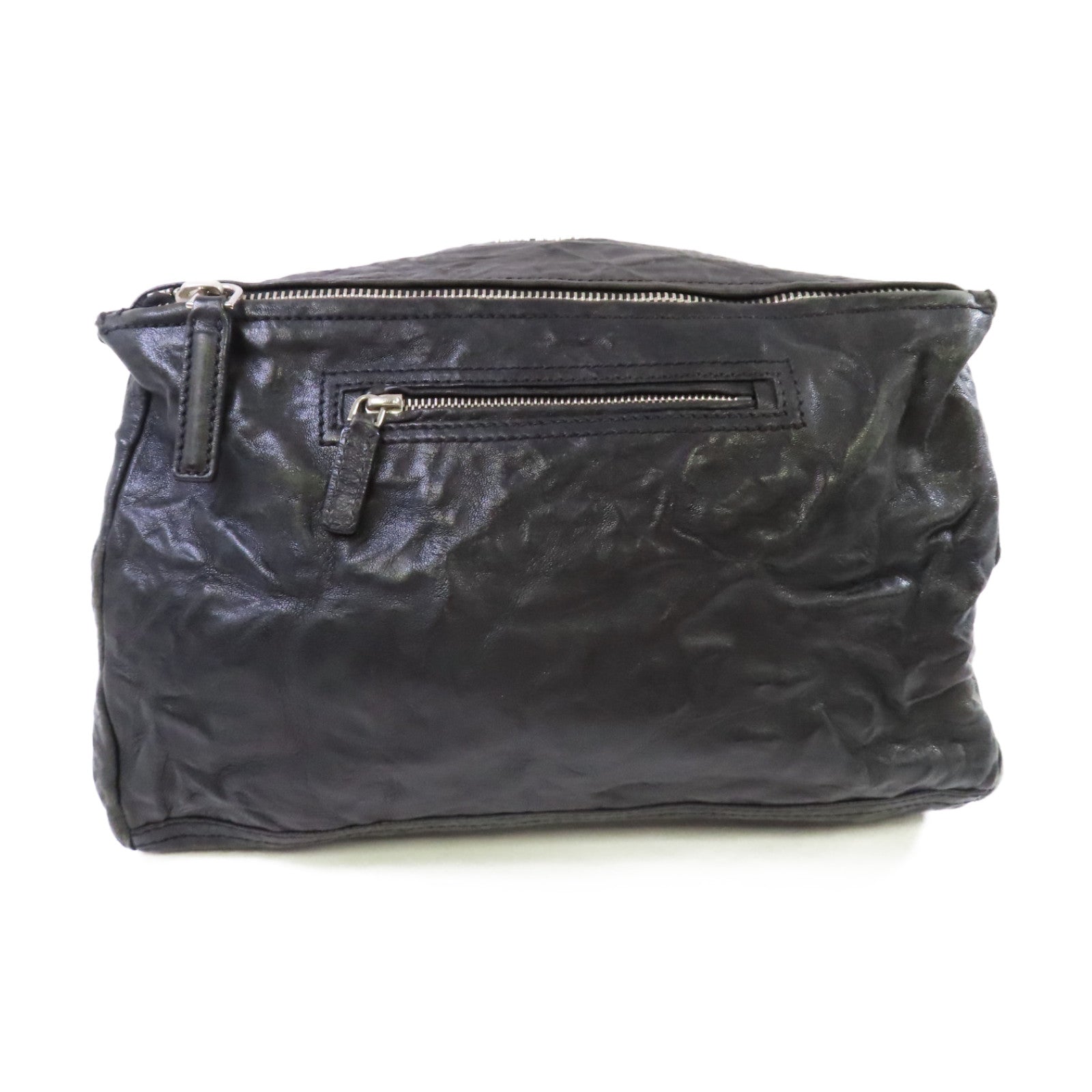 GIVENCHY 皮革Pandora Shoulder Bag銀扣手挽肩背兩用袋黑色