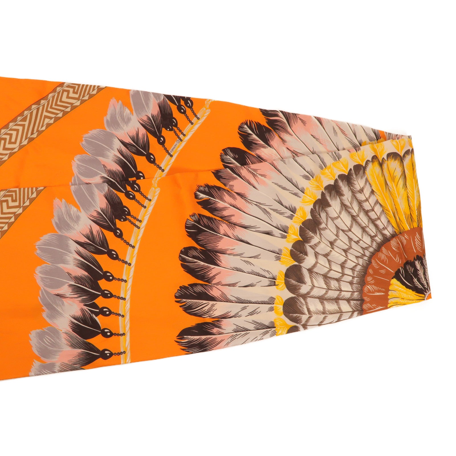 HERMES Max Twilly Thread 108 x 20 Scarf Silk Orange