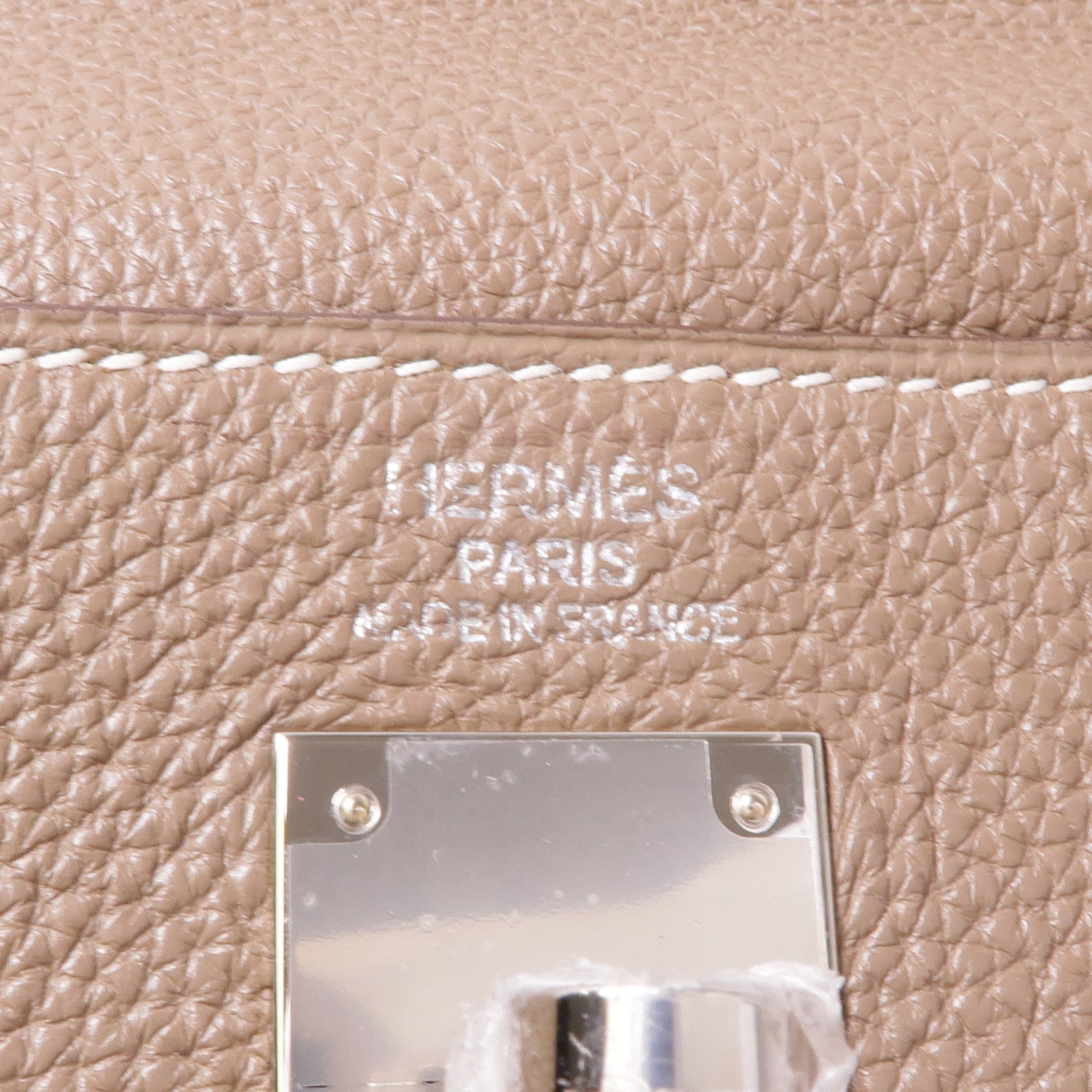 HERMES Togo皮革Kelly 35銀扣手挽肩背兩用袋18 Etoupe