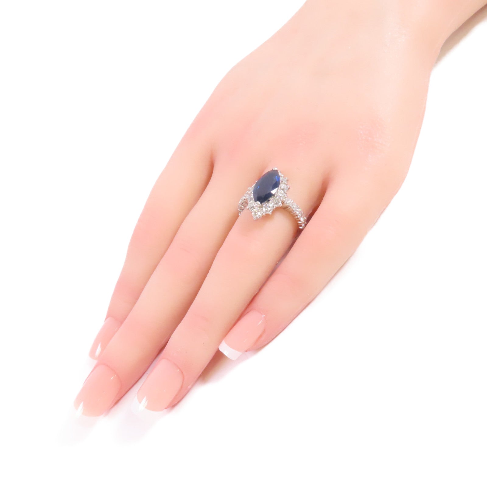 JEWELRY PT900鉑金/3.21ct藍寶石/1.83ct鑽石Sapphire Diamond Ring戒指US#6.75