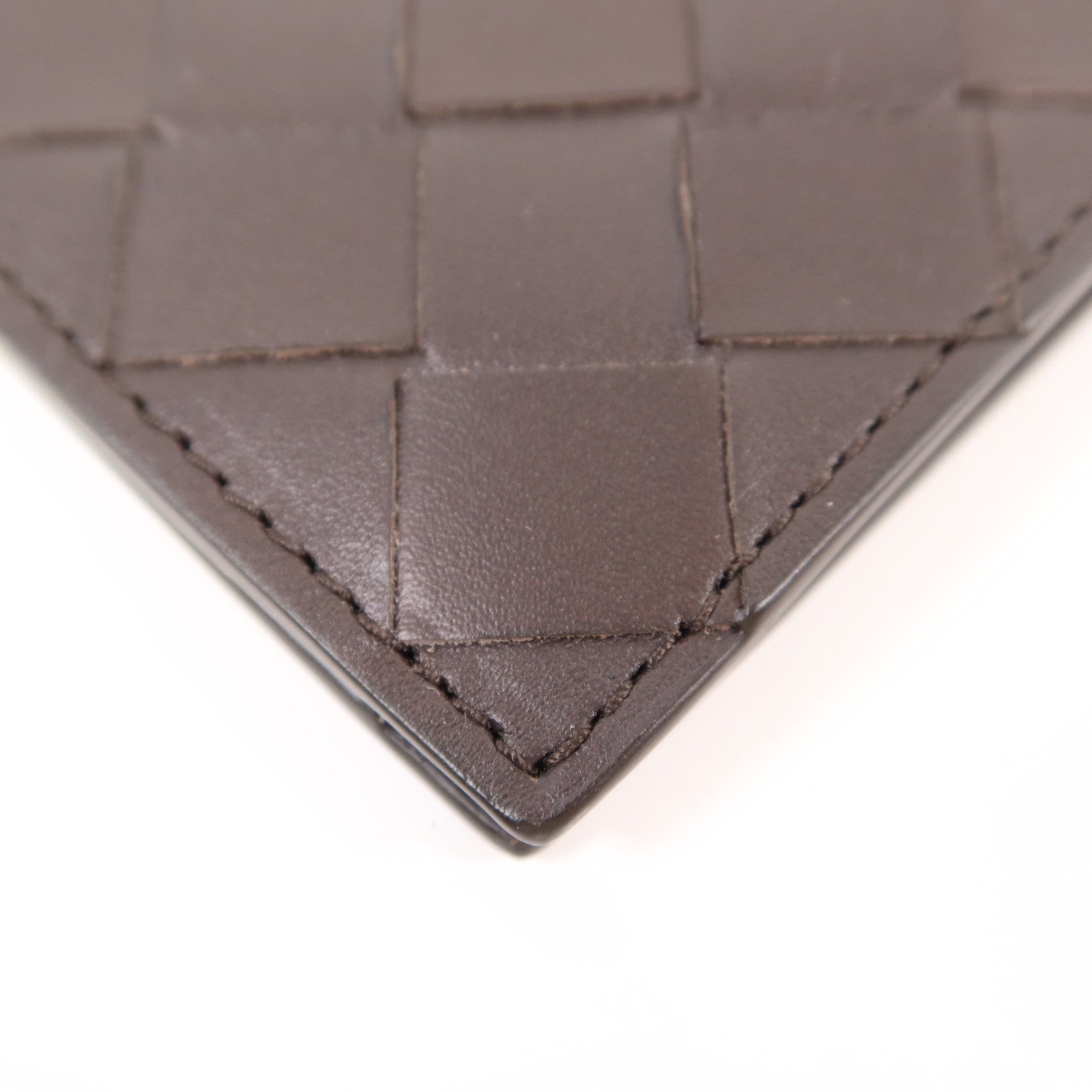 BOTTEGA VENETA BV Flap Card Case Calfskin Leather Dark Brown