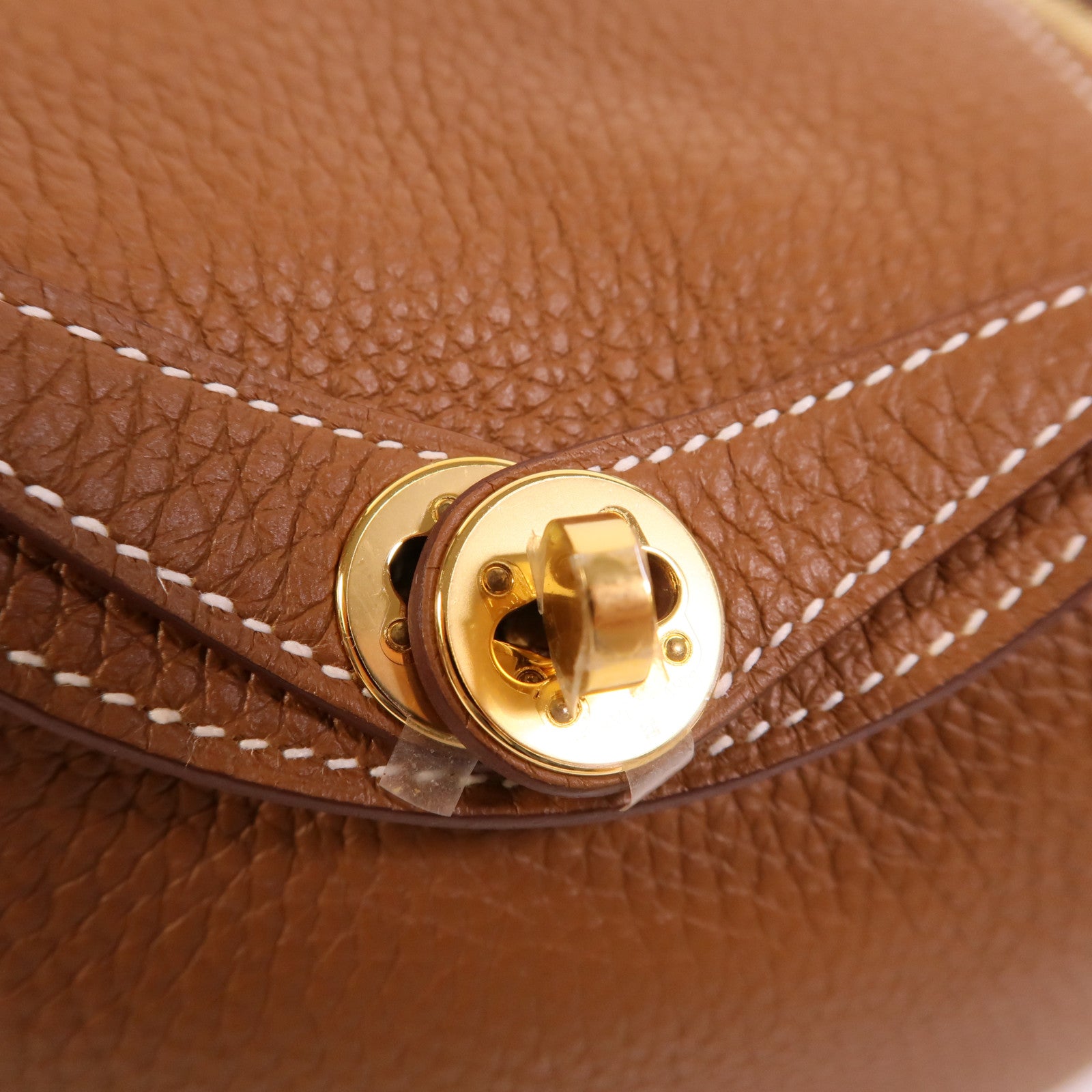 HERMES Clemence皮革Mini Lindy金扣手挽肩背兩用袋Gold