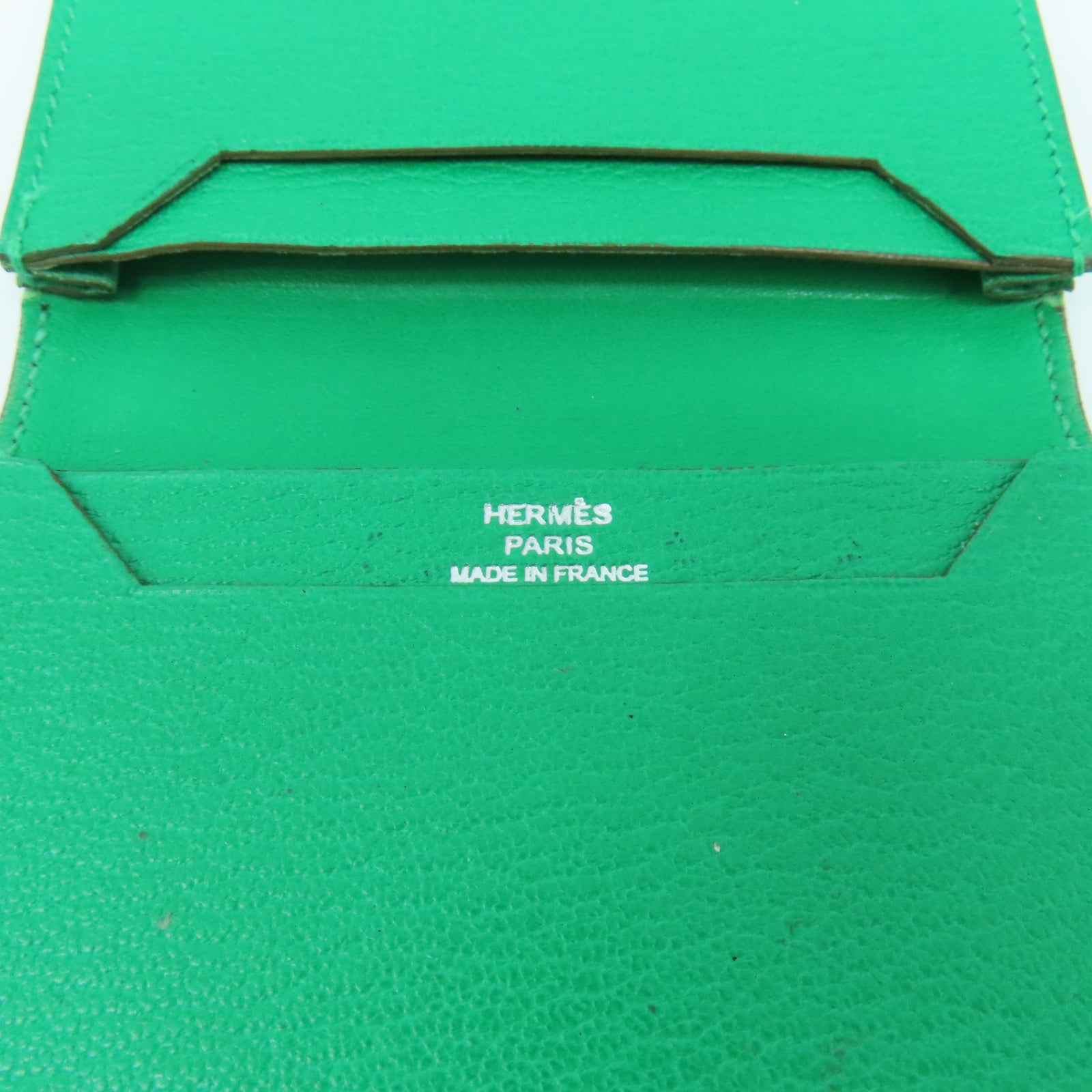 HERMES 【激減優惠】Chevre皮革Bearn Card Case銀扣卡片套綠色