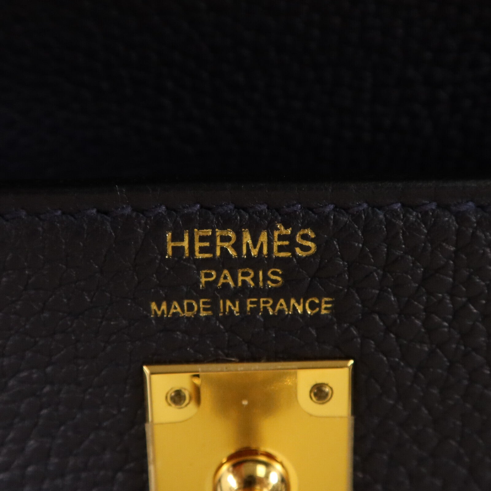 HERMES Togo皮革Kelly 25金扣手挽肩背兩用袋Blue Nuit