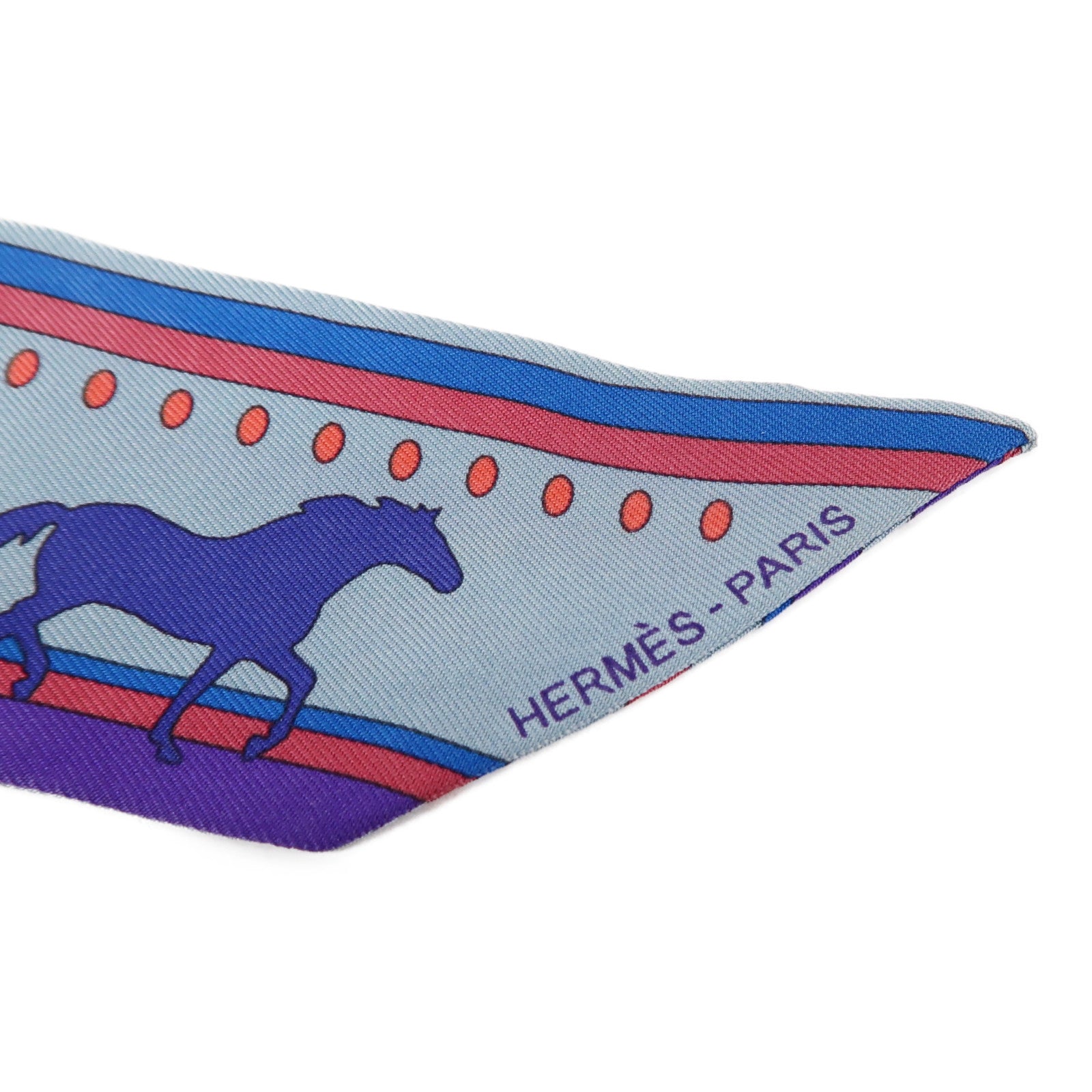 HERMES 絲質Twilly絲巾藍色