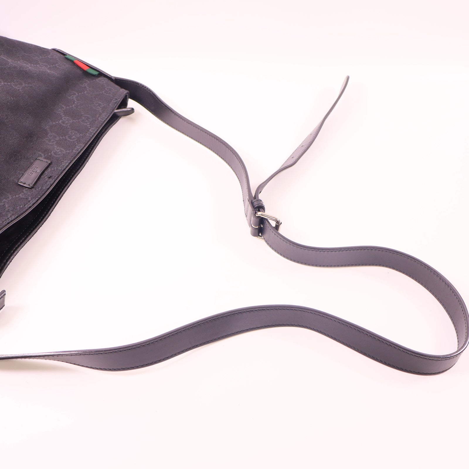 GUCCI 帆布Shoulder Bag銀扣肩背袋黑色