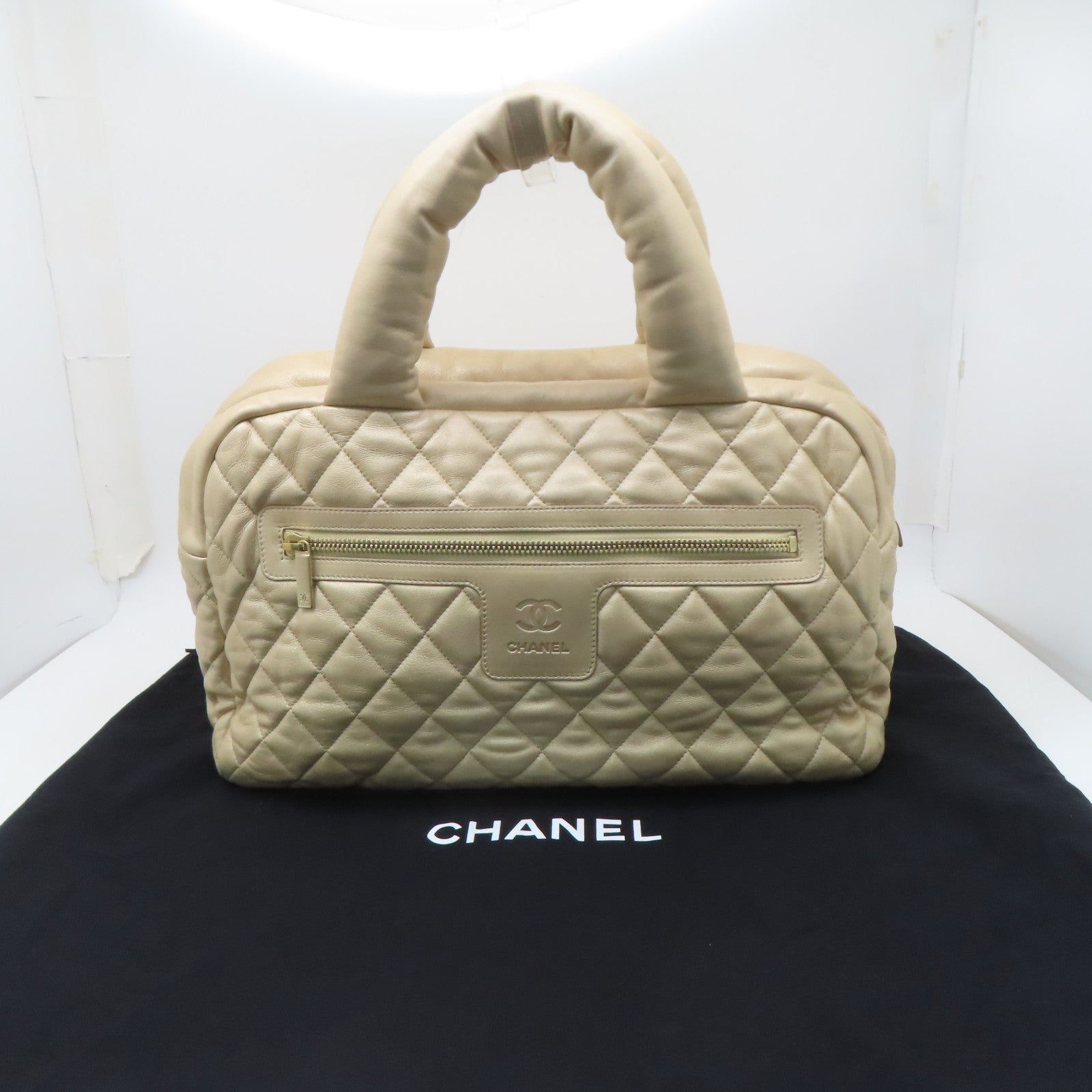 CHANEL 【激減優惠】菱格羊皮皮革Handbag金扣手挽袋金色