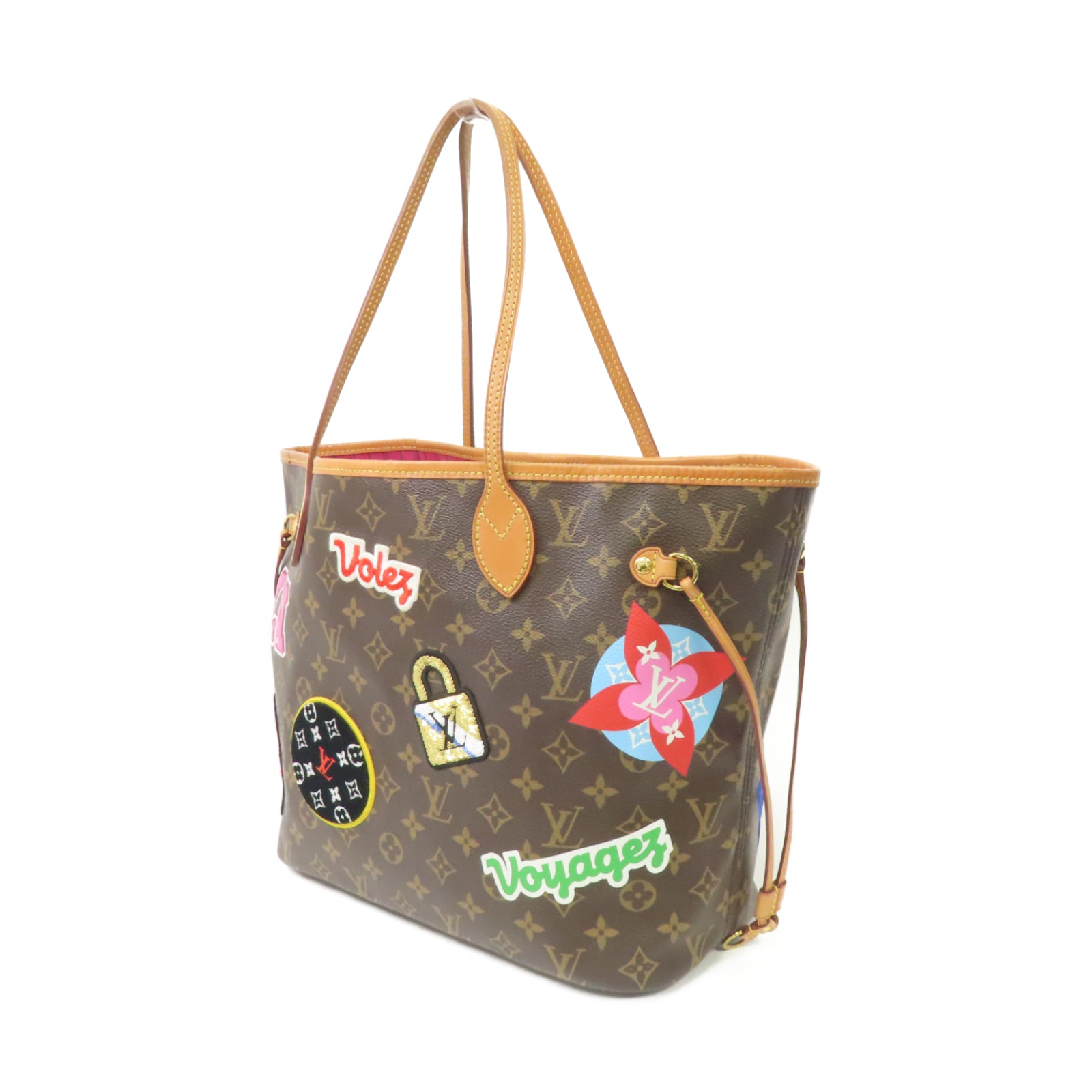 LOUIS VUITTON Monogram Neverfull MM金扣手挽袋棕色