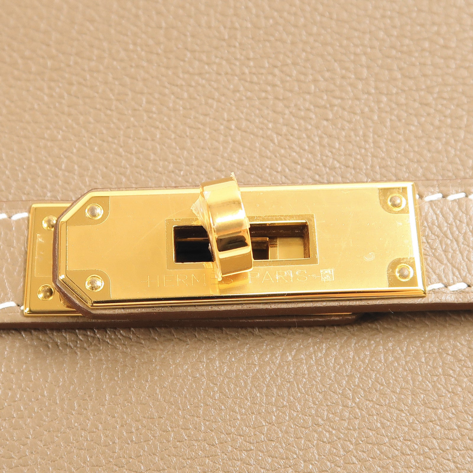 HERMES Evercolor皮革Mini Jypsiere金扣肩背袋Etoupe大象灰