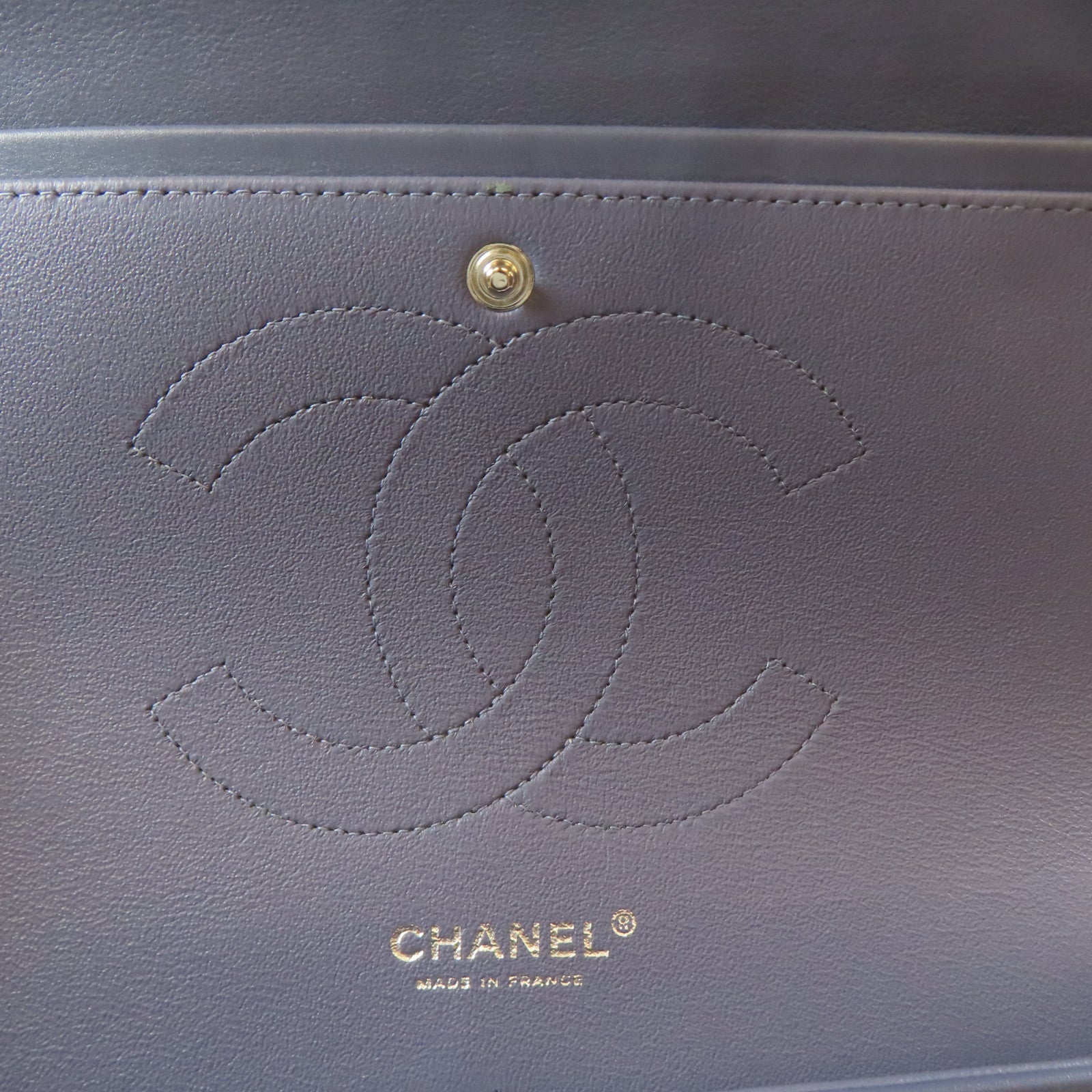 CHANEL 【激減優惠】菱格漆皮皮革Classic銀扣鏈帶肩背袋紫色