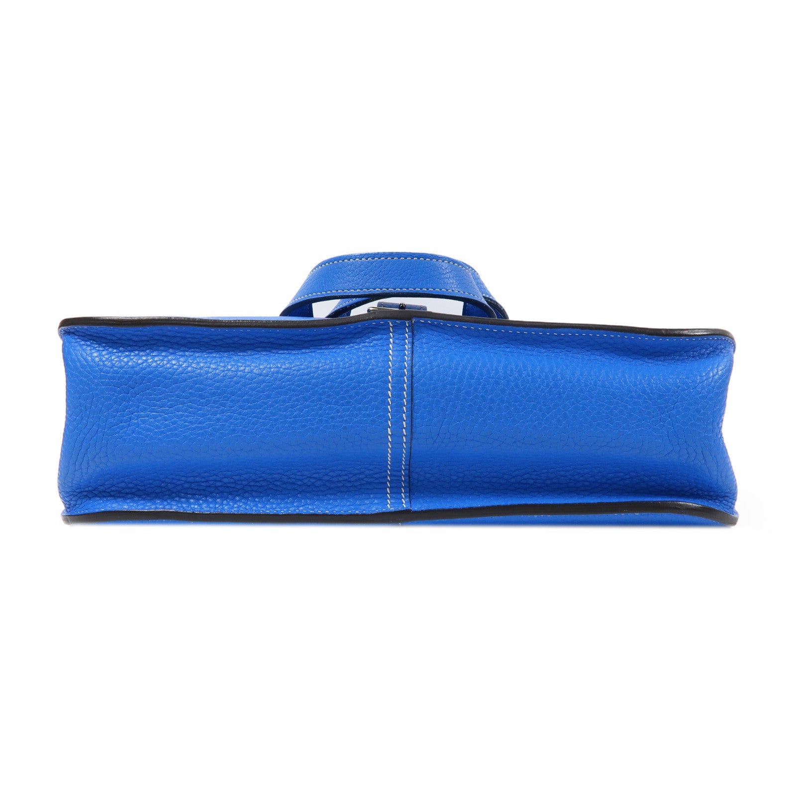 HERMES Clemence皮革Halzan 31銀扣手挽肩背兩用袋Bleu Zanzibar/藍色
