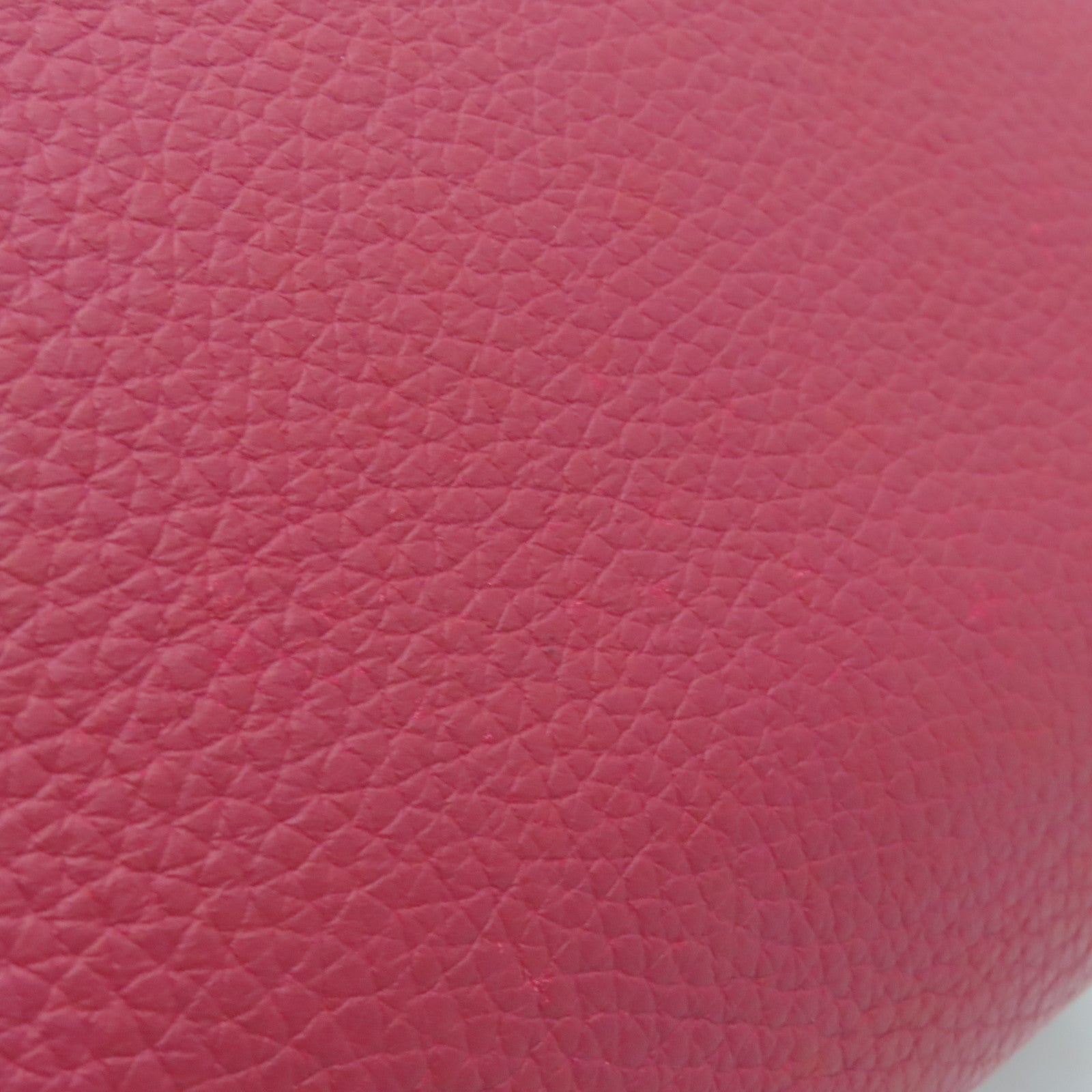 HERMES Clemence皮革Victoria银扣手挽袋Ruby酒红色