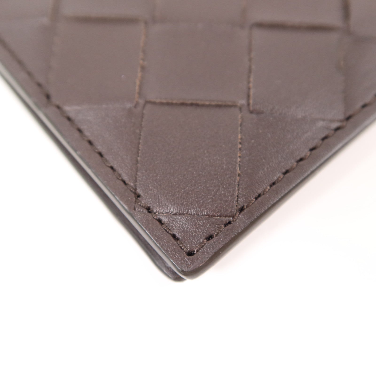 BOTTEGA VENETA BV Flap Card Case Calfskin Leather Dark Brown