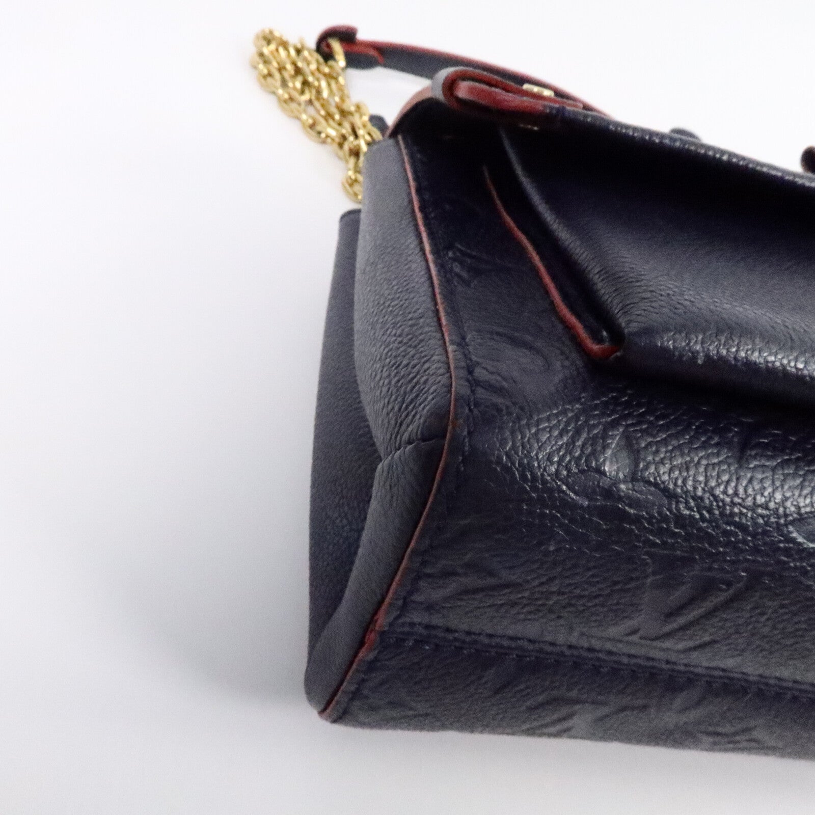 LOUIS VUITTON Monogram Empreinte Vavin PM金扣肩背袋深藍色