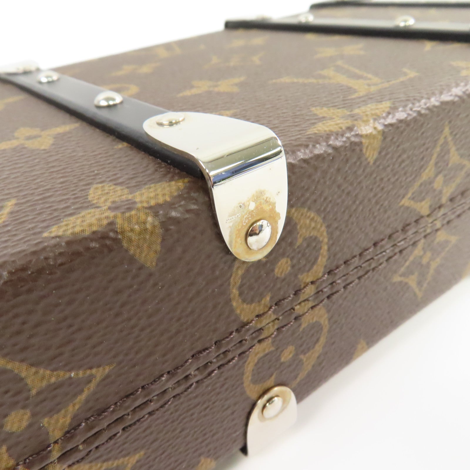 LOUIS VUITTON 【均一特價】Monogram Macassar Wallet Trunk Clutch Pouch銀扣手拿包啡色/黑色