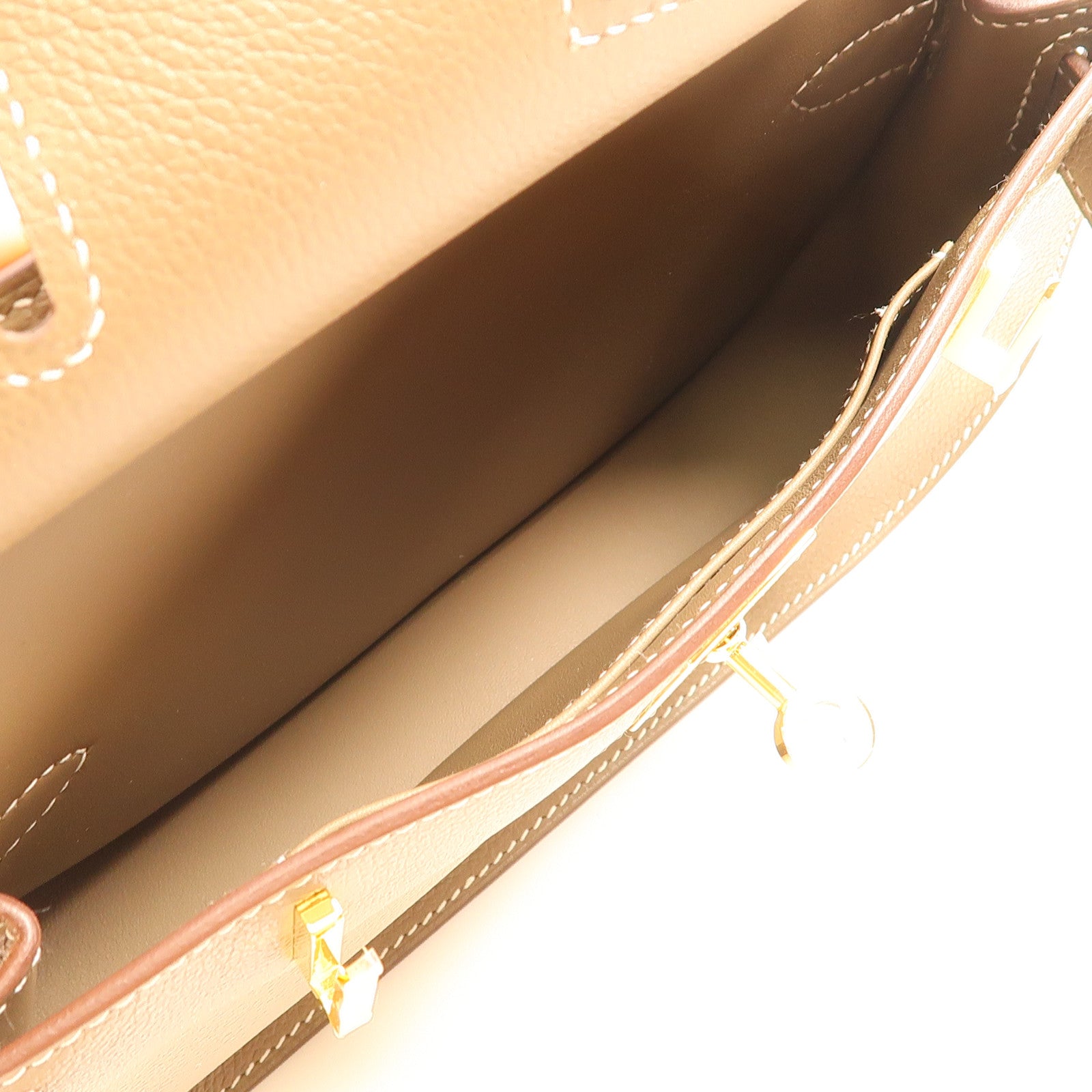 HERMES Evercolor皮革Mini Jypsiere金扣肩背袋Etoupe大象灰
