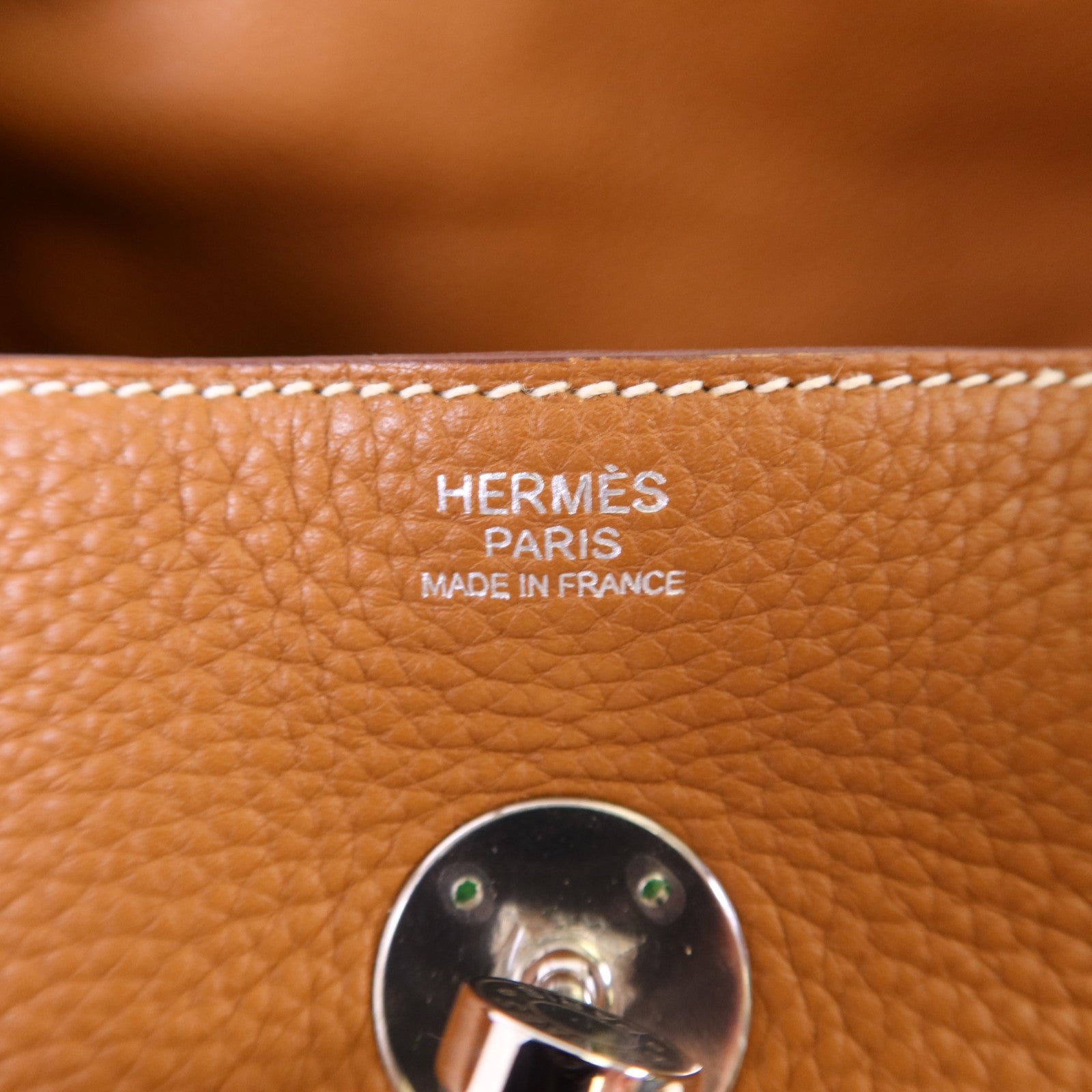 HERMES Clemence皮革Lindy 30銀扣手挽肩背兩用袋Gold