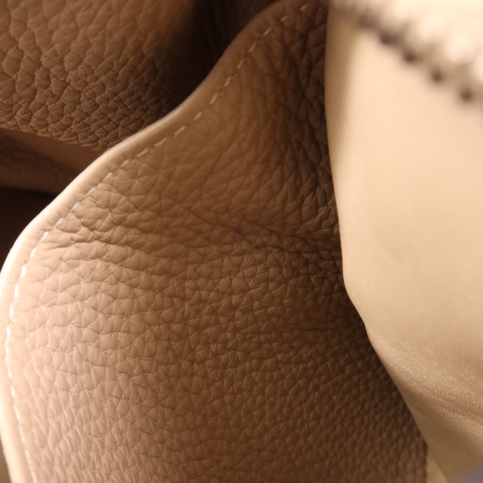 HERMES Clemence皮革Lindy 30銀扣手挽肩背兩用袋Argile