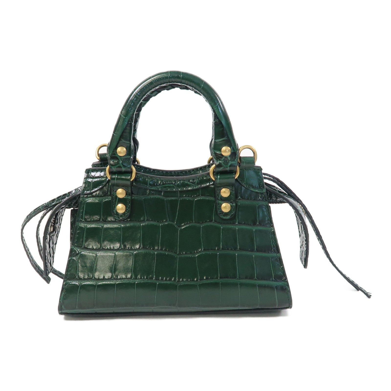 BALENCIAGA 牛皮皮革Neo Classic金扣手挽肩背兩用袋綠色