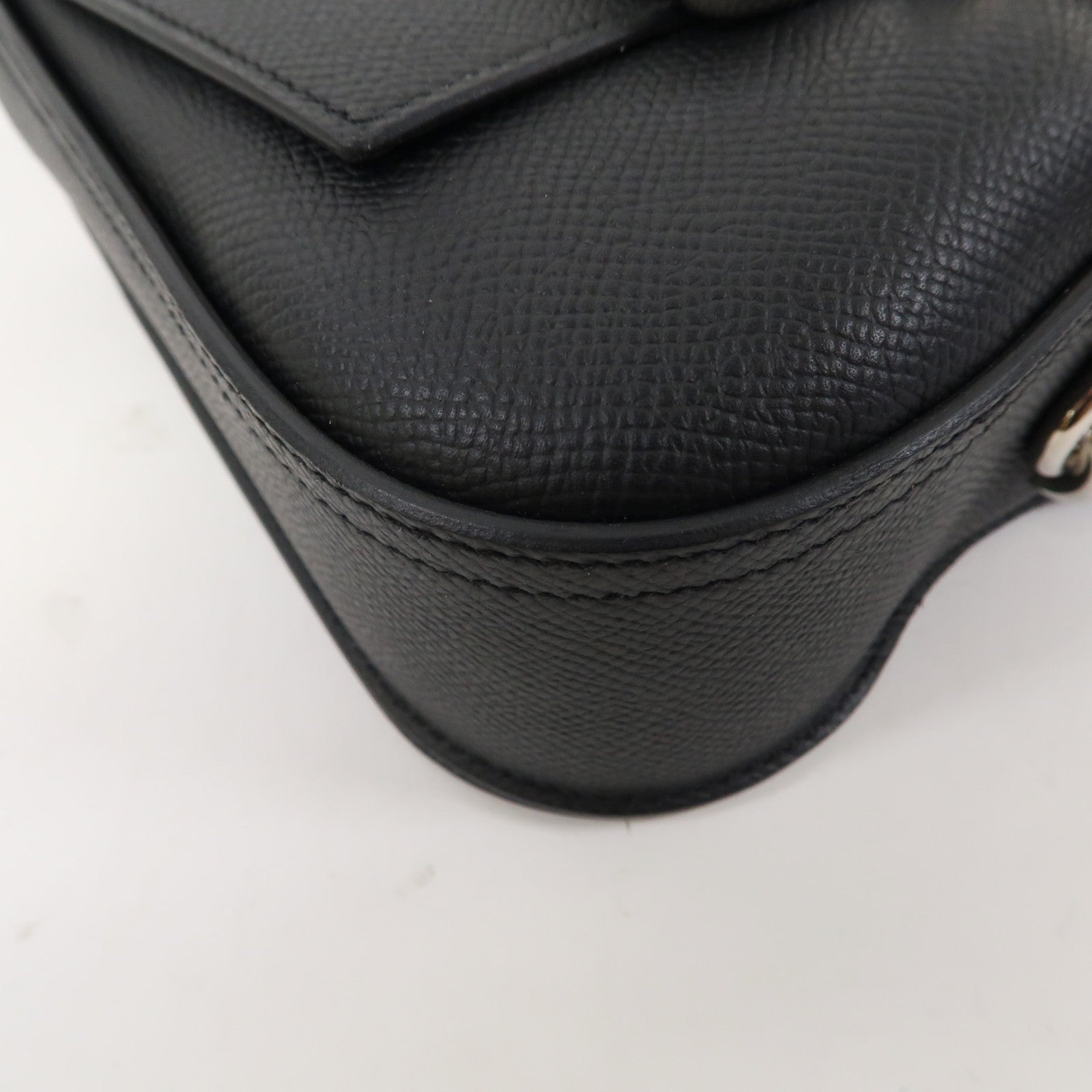 HERMES Epsom皮革Mini Della Cavalleria Bag銀扣肩背袋黑色