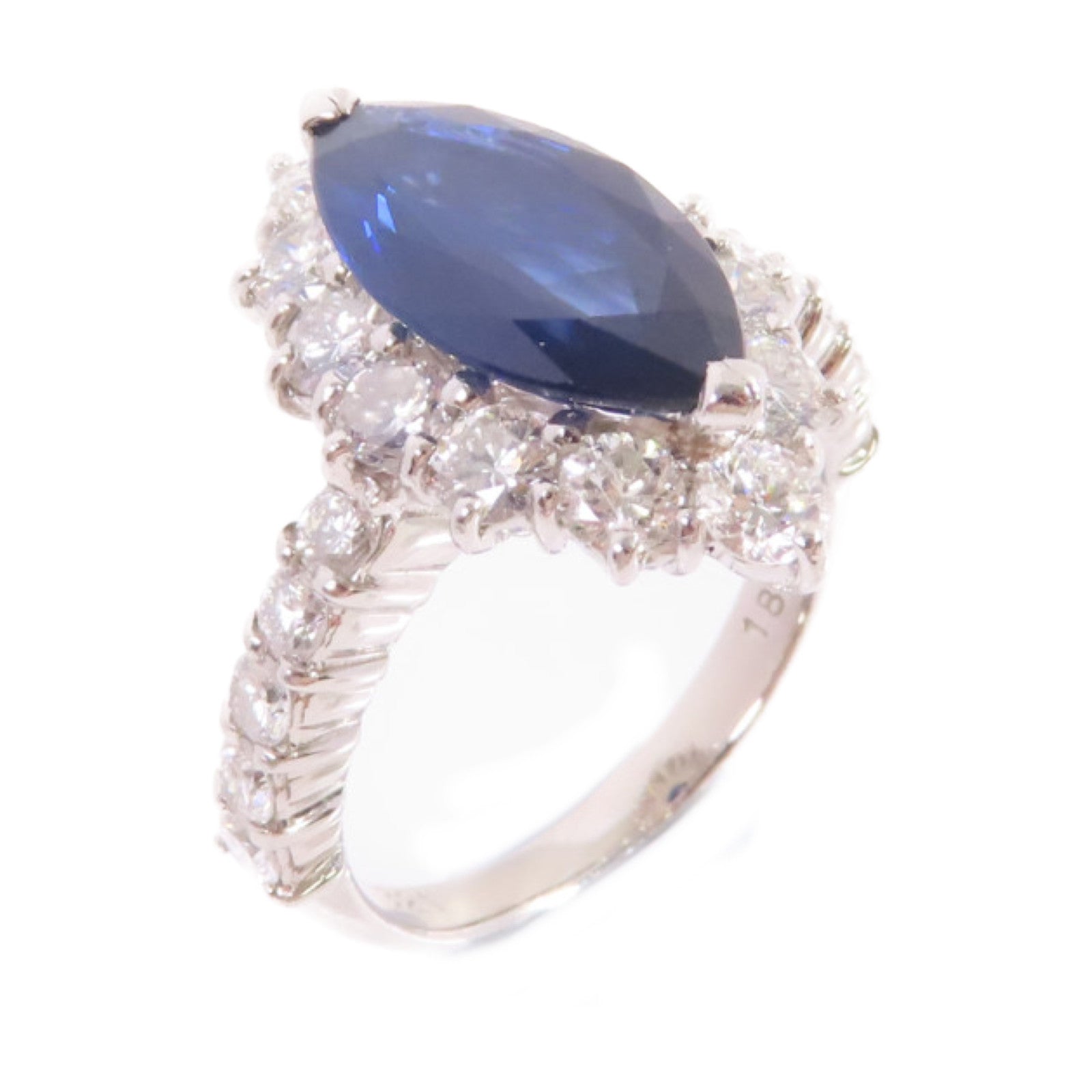 JEWELRY PT900鉑金/3.21ct藍寶石/1.83ct鑽石Sapphire Diamond Ring戒指US#6.75